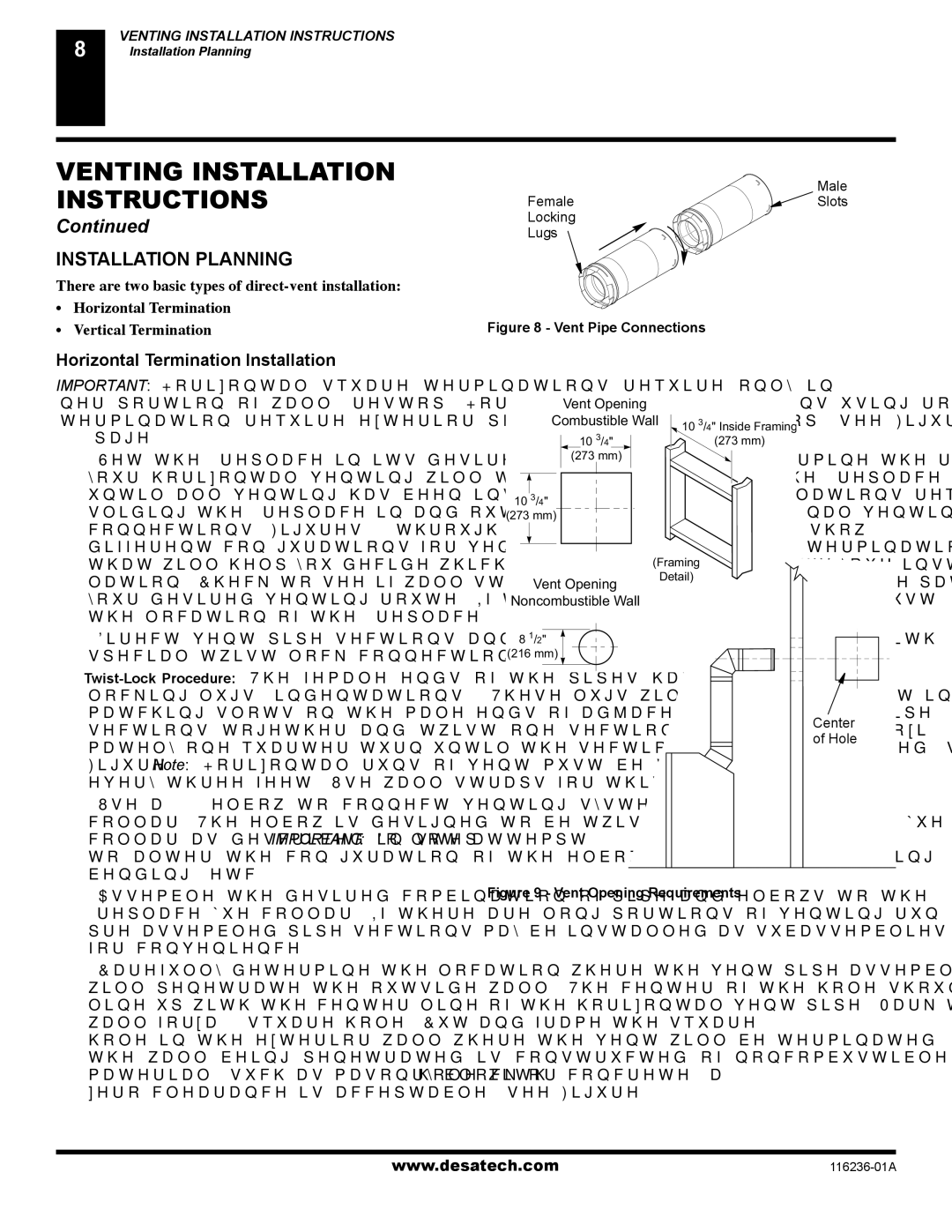 Desa VC42P SERIES, VC42N SERIES installation manual Installation Planning, Horizontal Termination Installation 