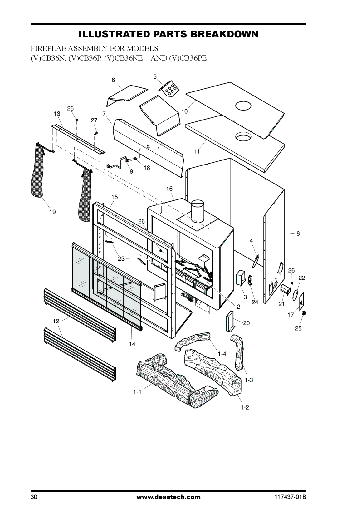 Desa (V)CB36P(E), (V)CB36N(E) operation manual Illustrated Parts Breakdown 