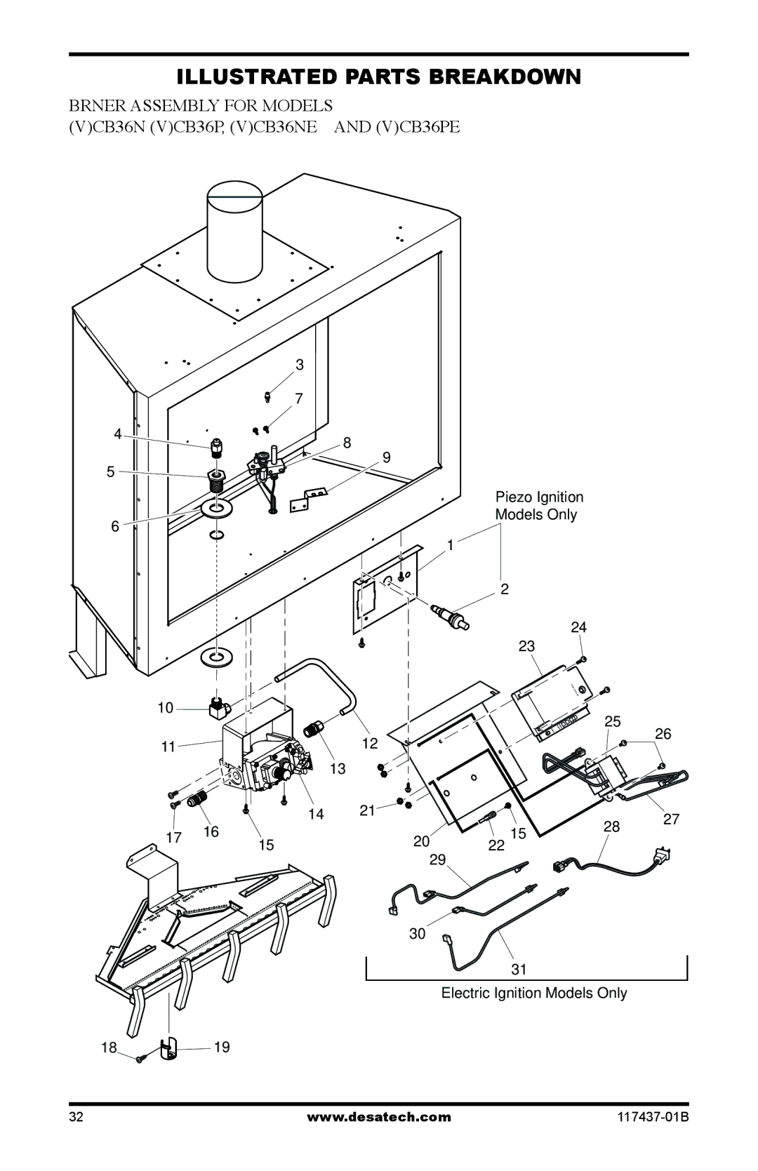 Desa (V)CB36P(E), (V)CB36N(E) operation manual Illustrated Parts Breakdown 