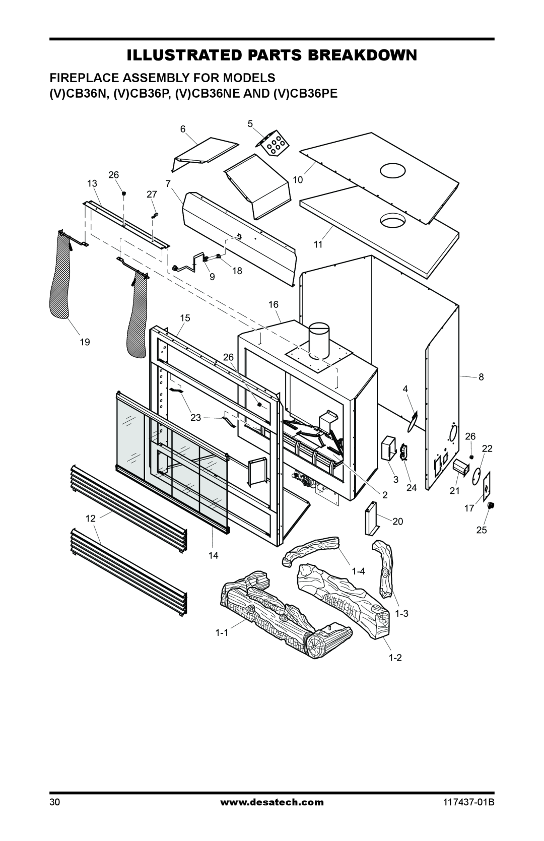 Desa (V)CB36P(E), (V)CB36N(E) operation manual Illustrated Parts Breakdown 