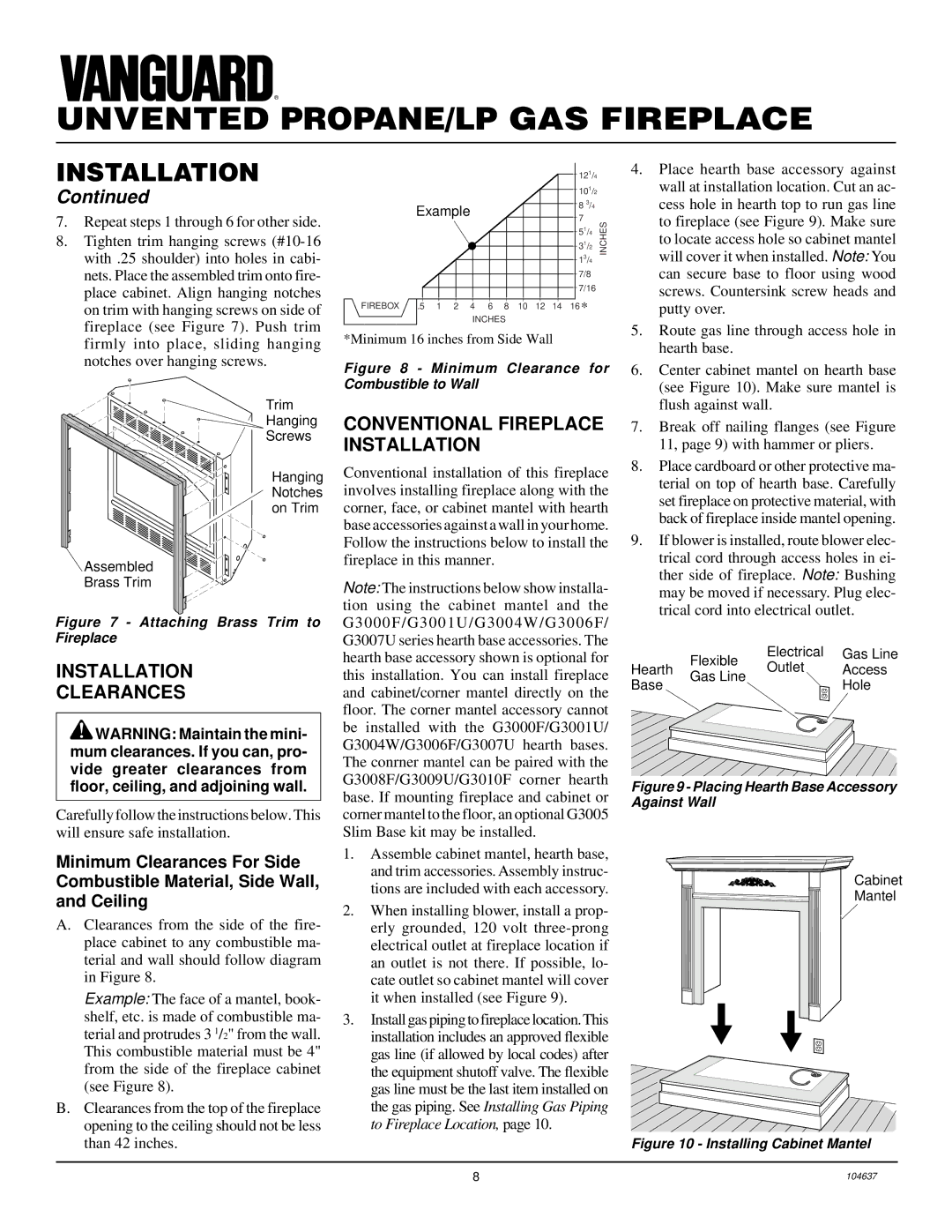 Desa VCGF30PR installation manual Installation Clearances, Conventional Fireplace Installation 