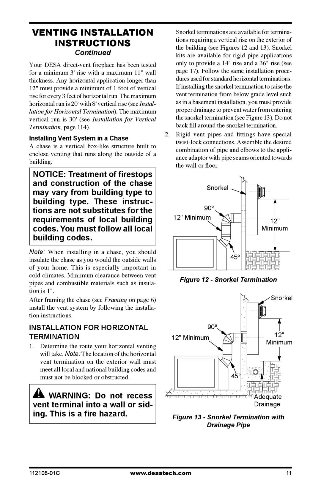 Desa DVF36CR, DVF36TCL, DVF36TCR, DVF36TCL, DVF36TCRP, DVF36TCLP, (V)DVF36TCLP(E) Installation for horizontal termination 