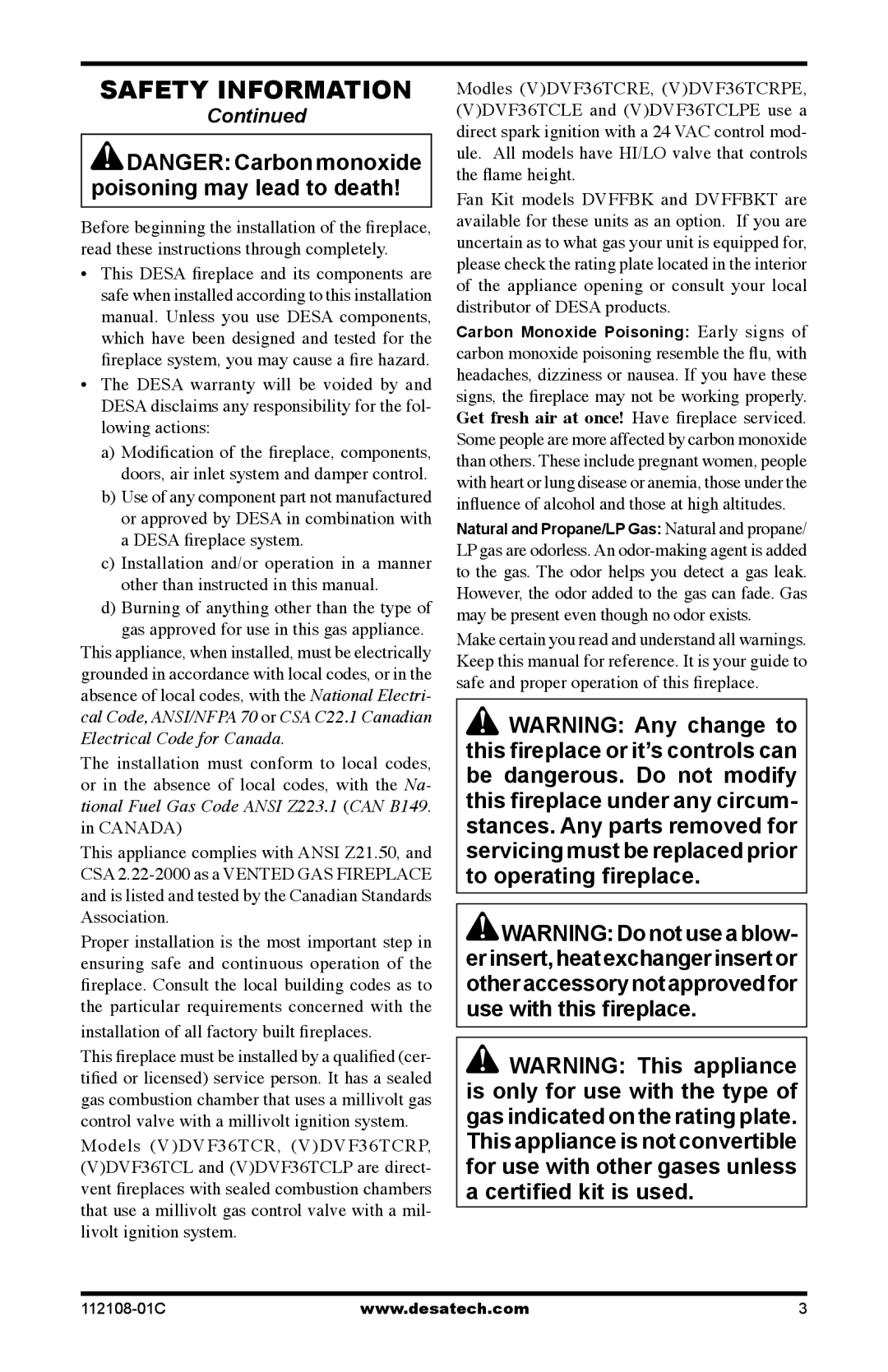 Desa DVF36CR, DVF36TCL, DVF36TCR, DVF36TCL, DVF36TCRP, DVF36TCLP, (V)DVF36TCLP(E), (V)DVF36TCRP(E) Safety Information 