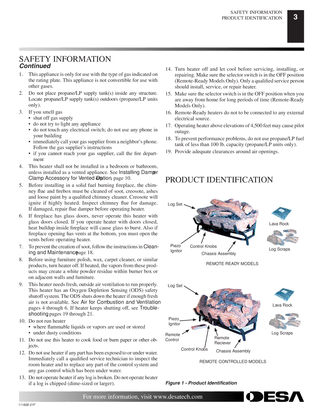 Desa VF-24N-BTB, VF-18P-PDG installation manual Product Identification, Remote Ready Models 