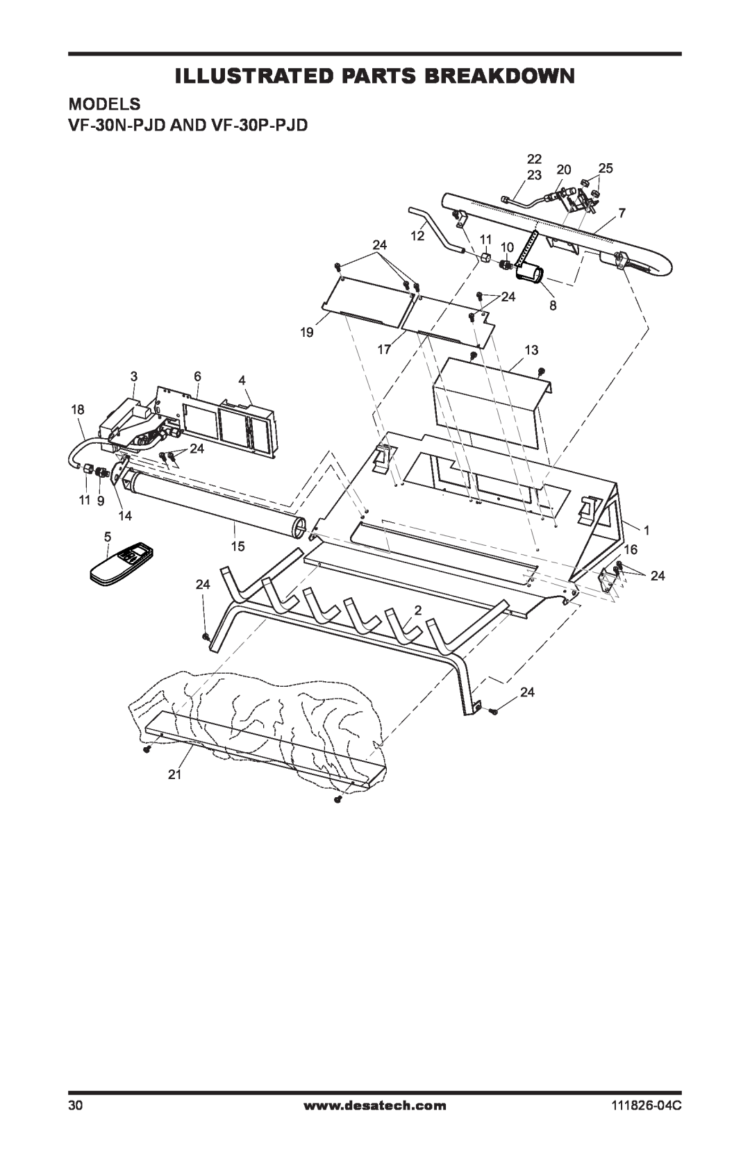 Desa installation manual Illustrated Parts Breakdown, Models VF-30N-PJD and vf-30p-pjd, 111826-04C 