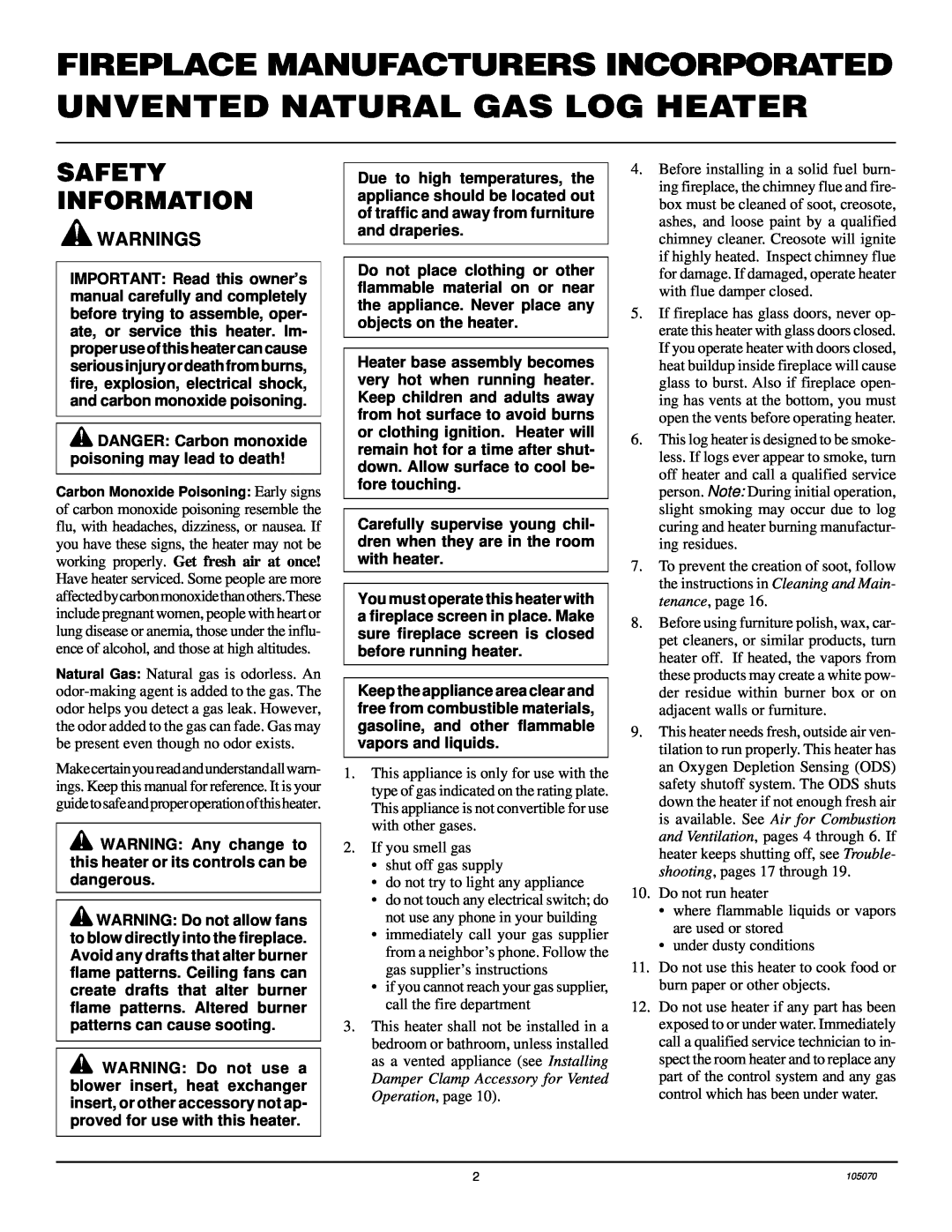 Desa VFN24MV VFN30MV installation manual Safety Information, Warnings 