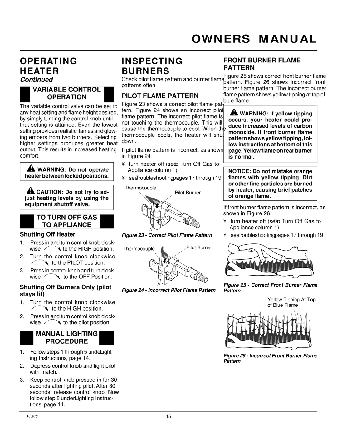 Desa VFN30MV, VFN18MV, VFN24MV installation manual Inspecting Burners 