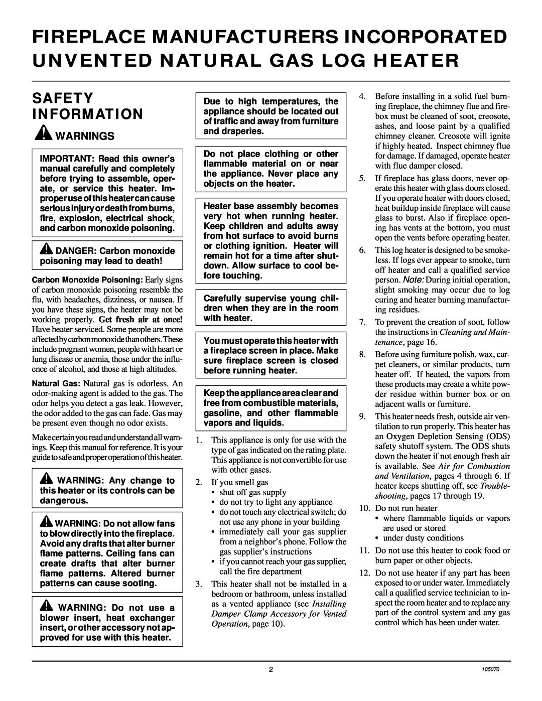 Desa VFN24MV, VFN30MV, VFN18MV installation manual Safety Information, Warnings 