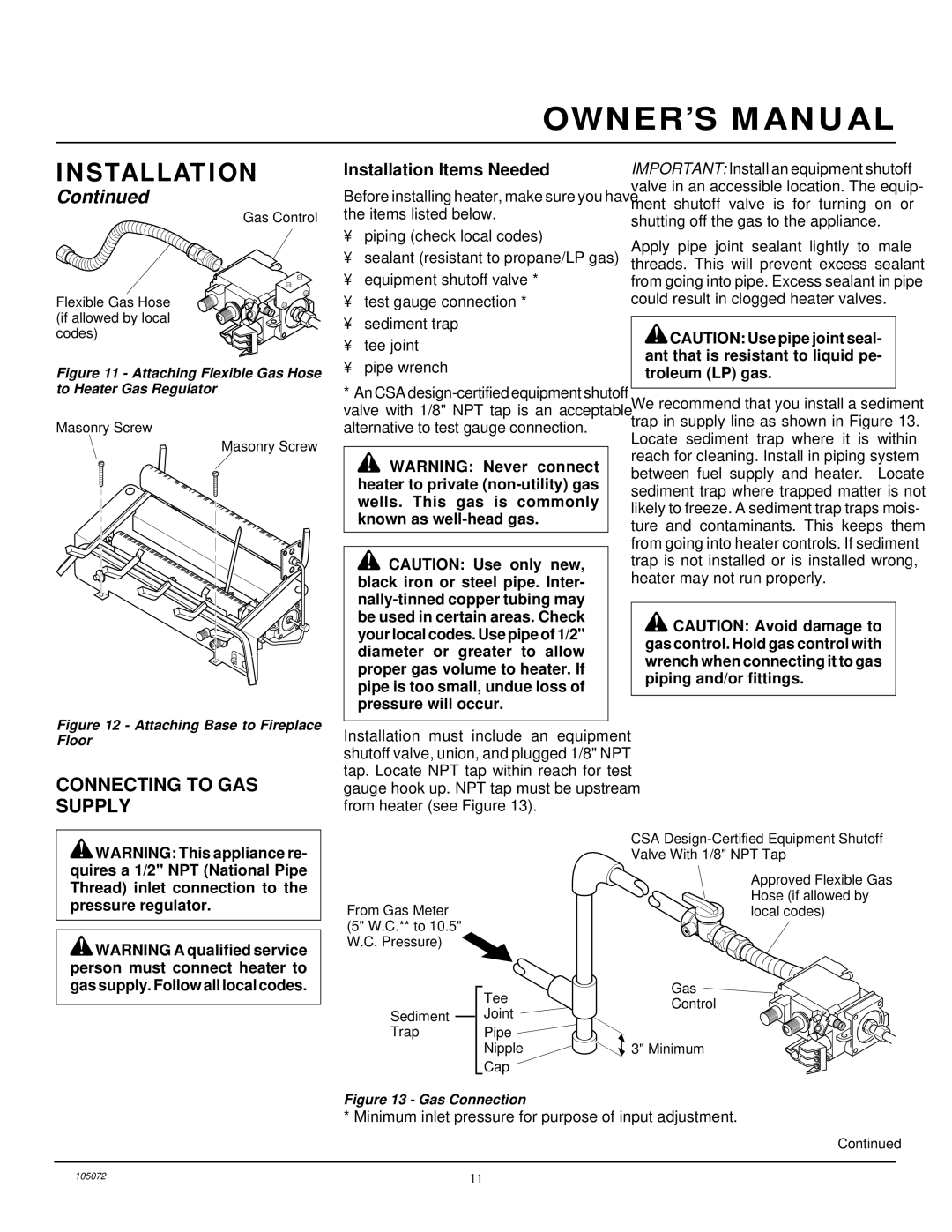 Desa VFN18R, VFN30R, VFN24R installation manual Connecting to GAS Supply, Gas supply. Follow all local codes 