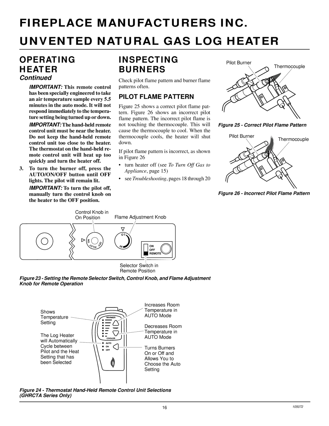 Desa VFN24R, VFN30R, VFN18R installation manual Inspecting Burners, Pilot Flame Pattern 