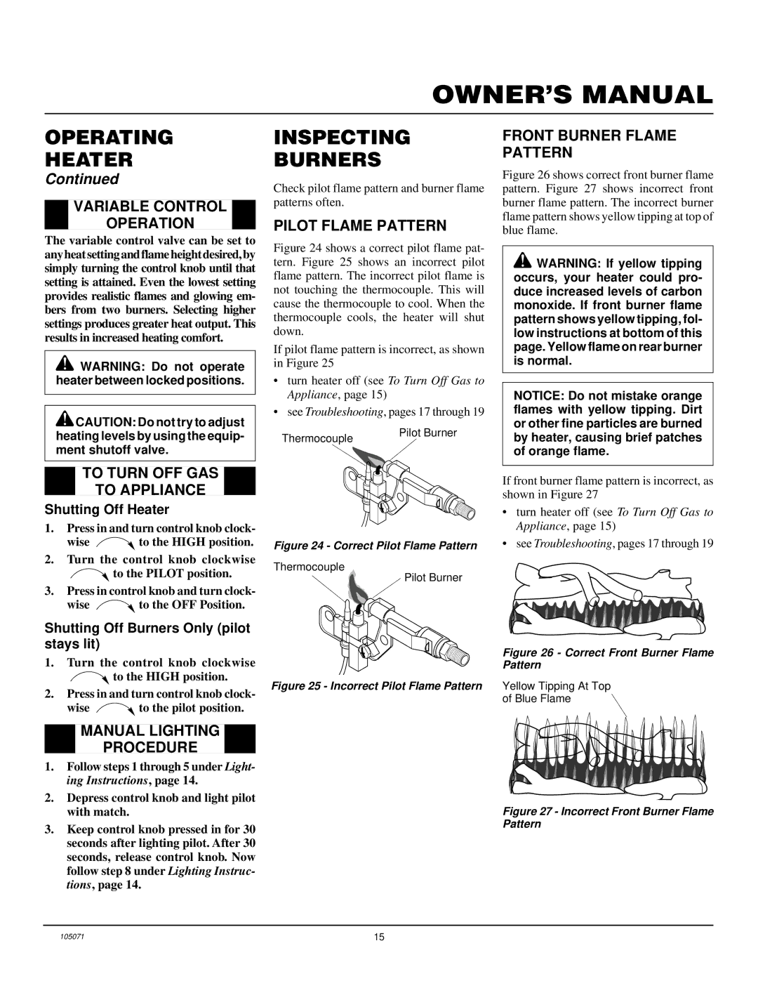 Desa VFP18MV, VFP24MV, VFP30MV installation manual Inspecting Burners 