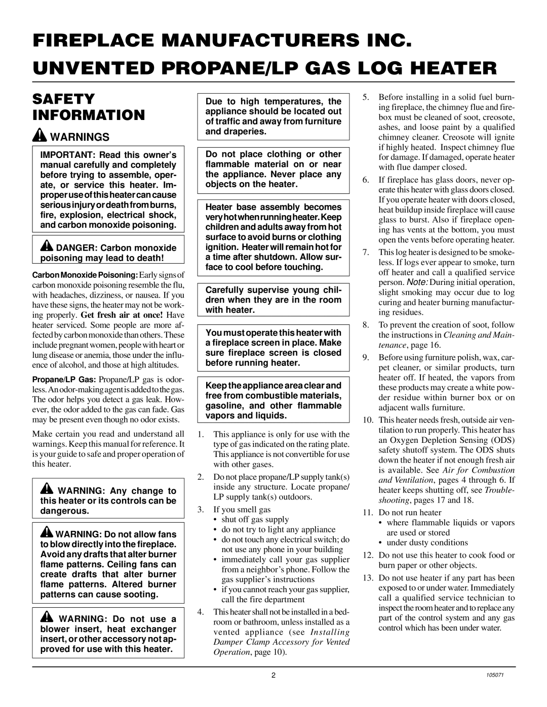 Desa VFP30MV, VFP18MV, VFP24MV installation manual Safety Information 