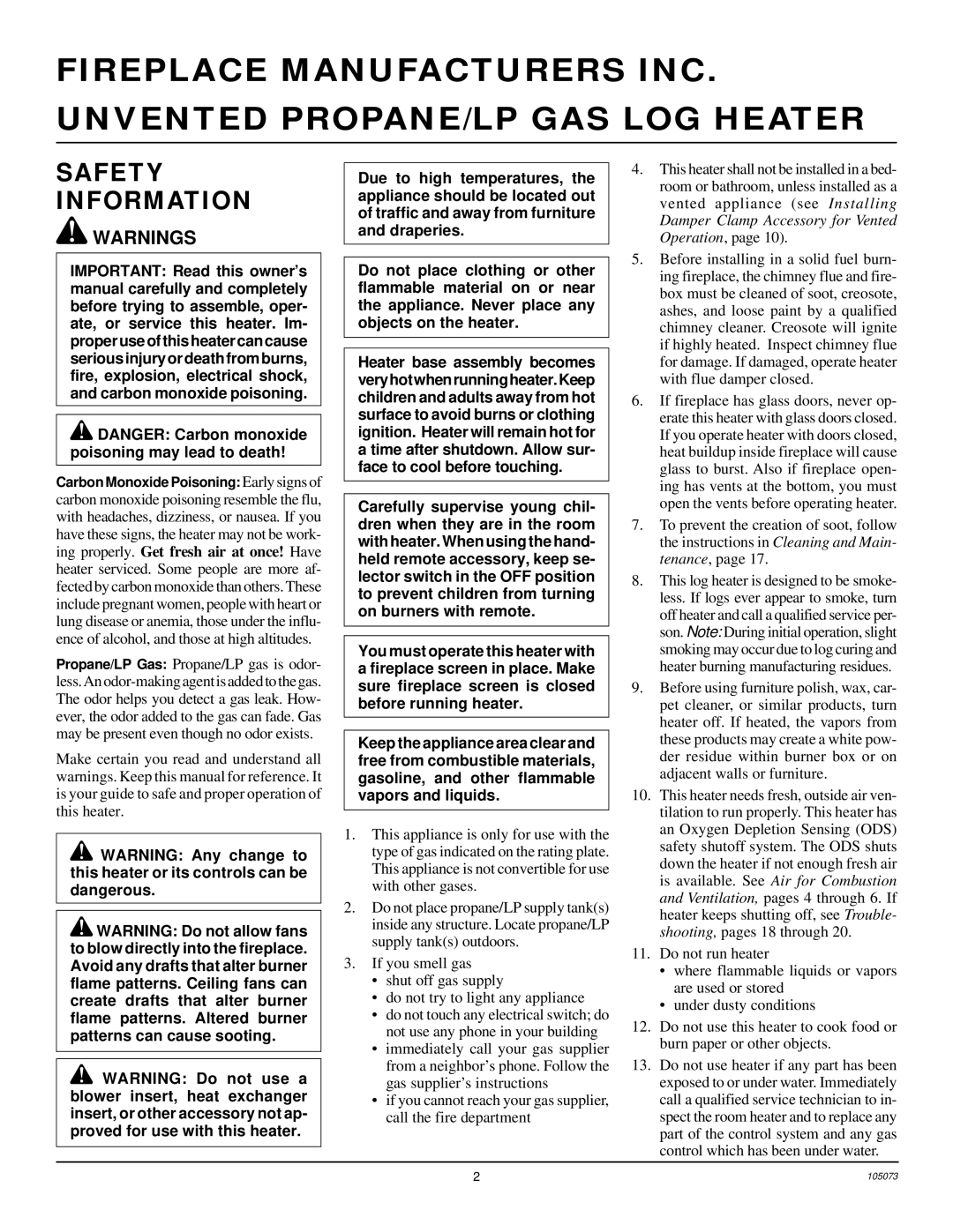 Desa VFP24R, VFP18R, VFP30R installation manual Safety Information 