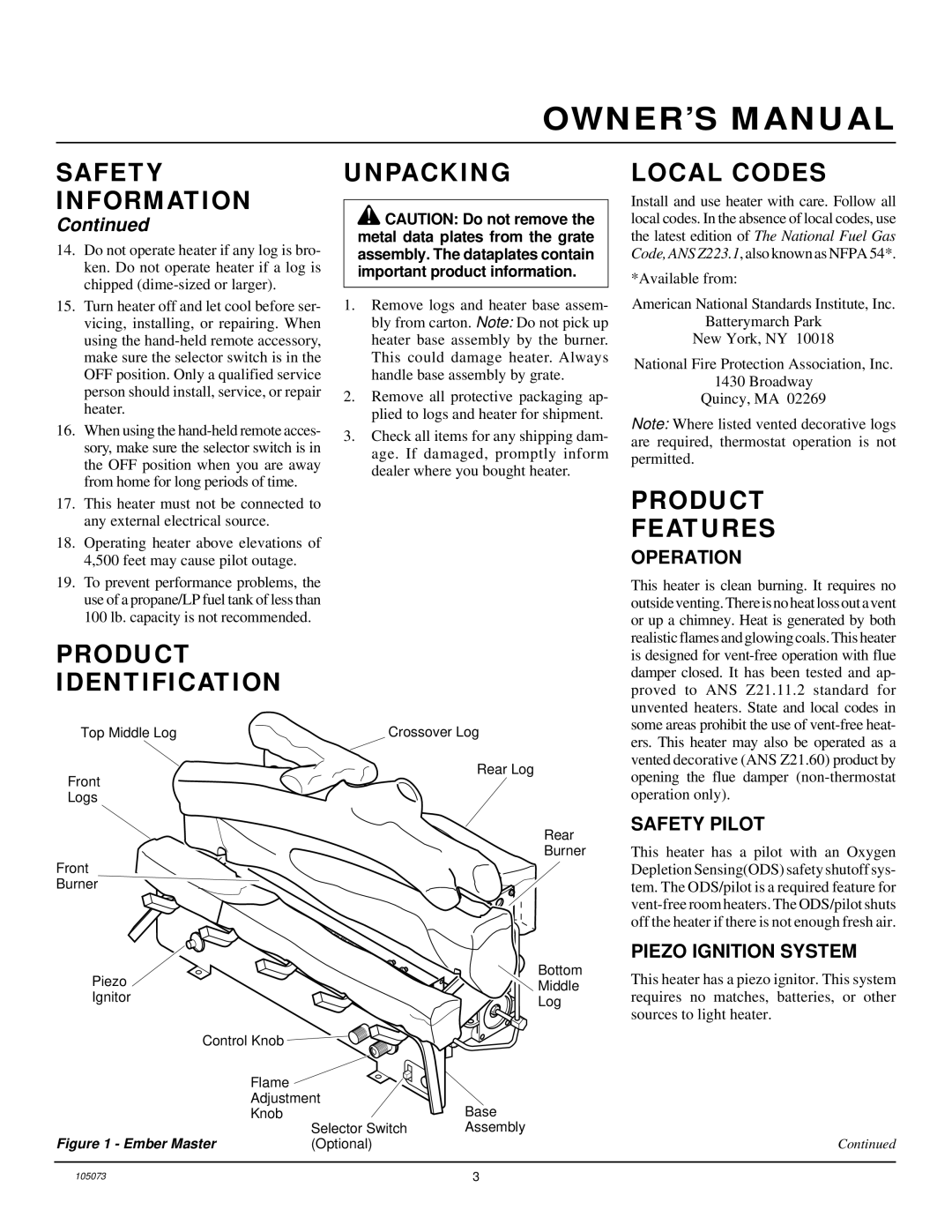 Desa VFP18R, VFP30R, VFP24R installation manual Unpacking Local Codes, Product Identification, Product Features 