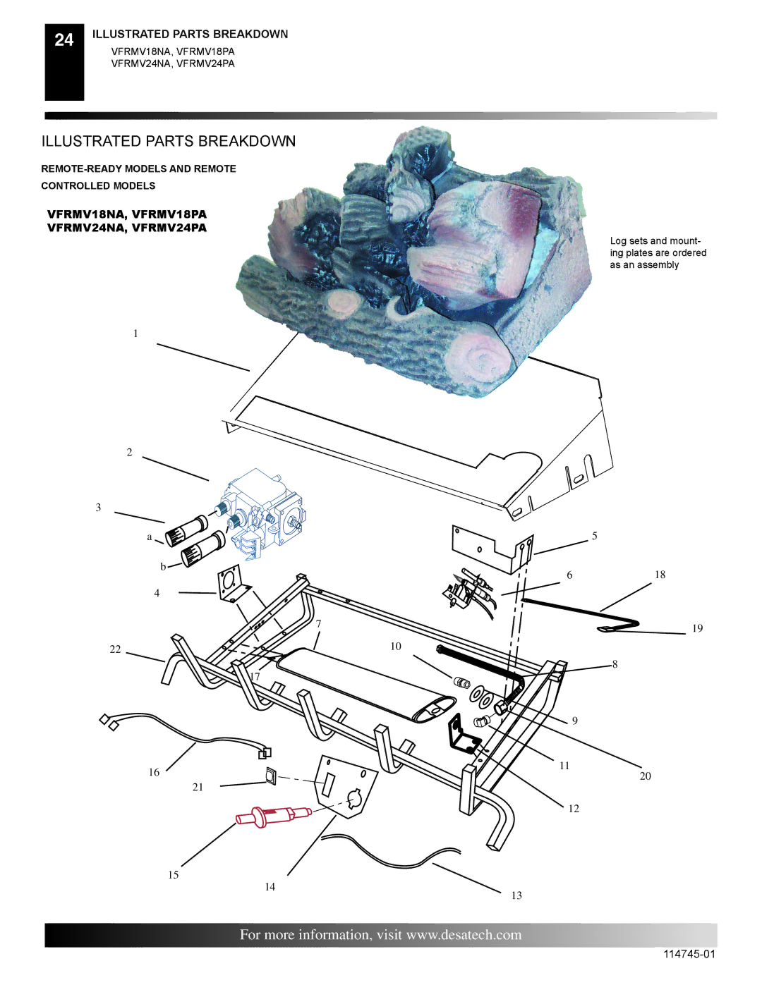 Desa installation manual Illustrated Parts Breakdown, VFRMV18NA, VFRMV18PA VFRMV24NA, VFRMV24PA 