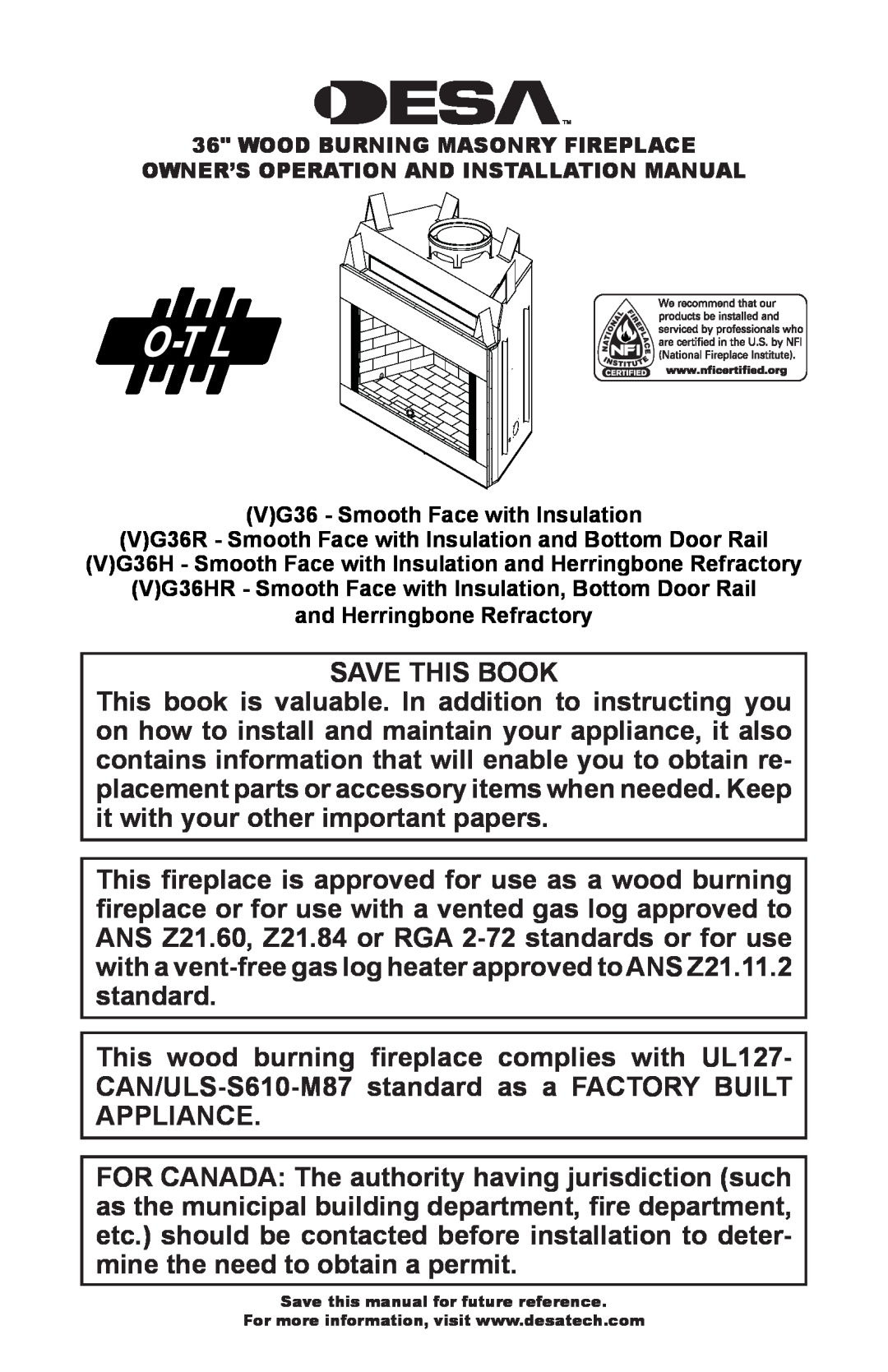 Desa (V)G36HR, (V)G36R installation manual Save This Book 