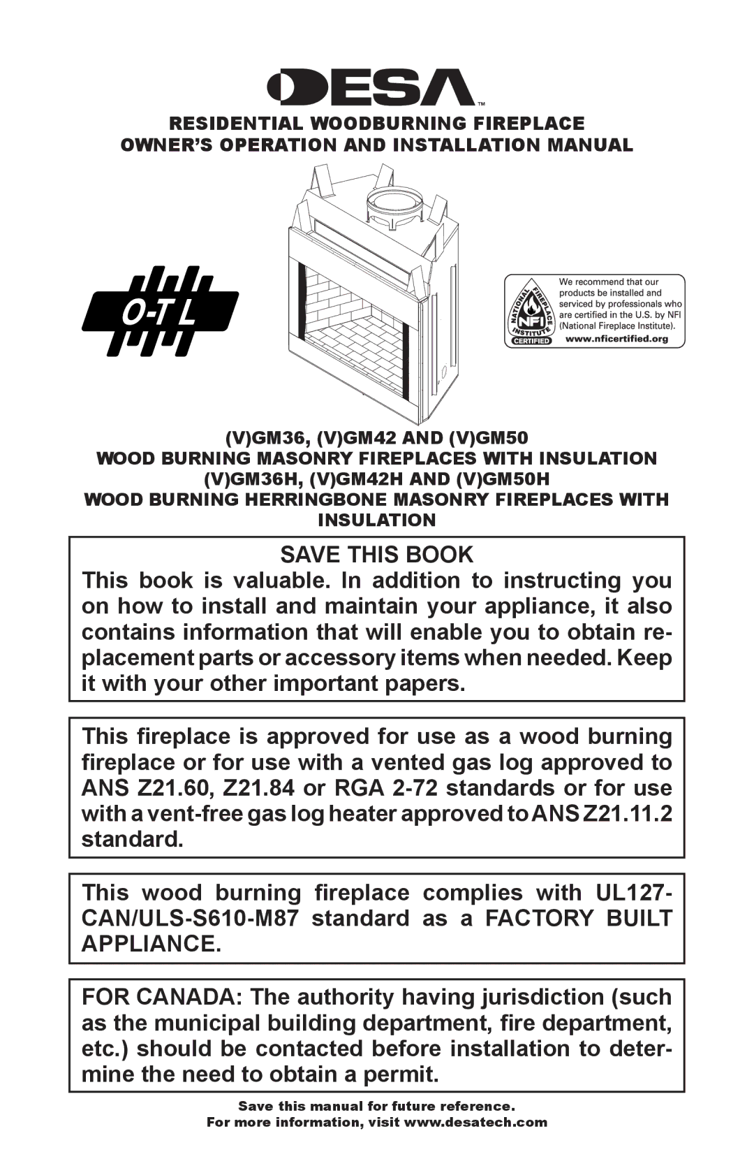 Desa (V)gM42h, (V)gM50h, (V)gM36h installation manual Save this Book 