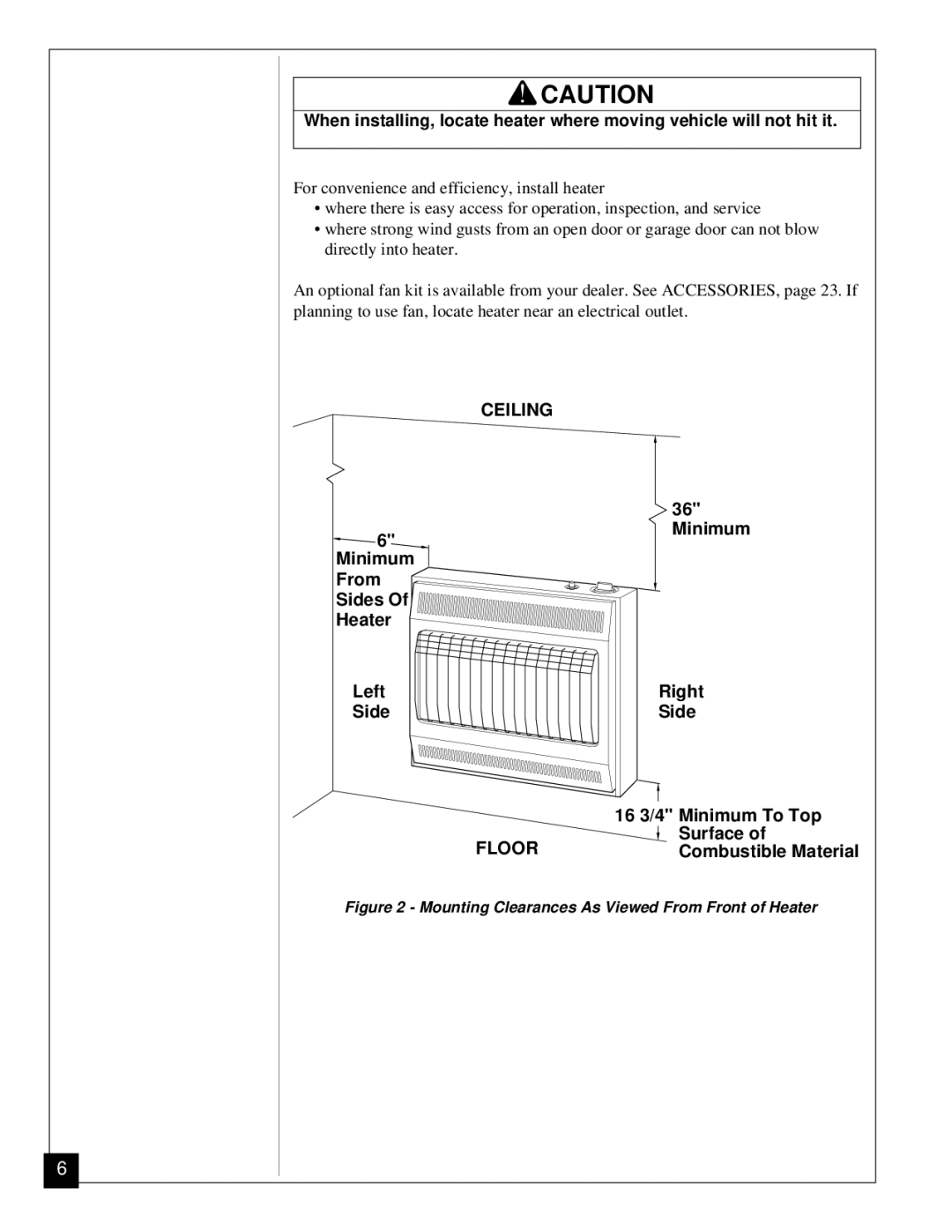 Desa VGP30 installation manual Surface, Combustible Material 