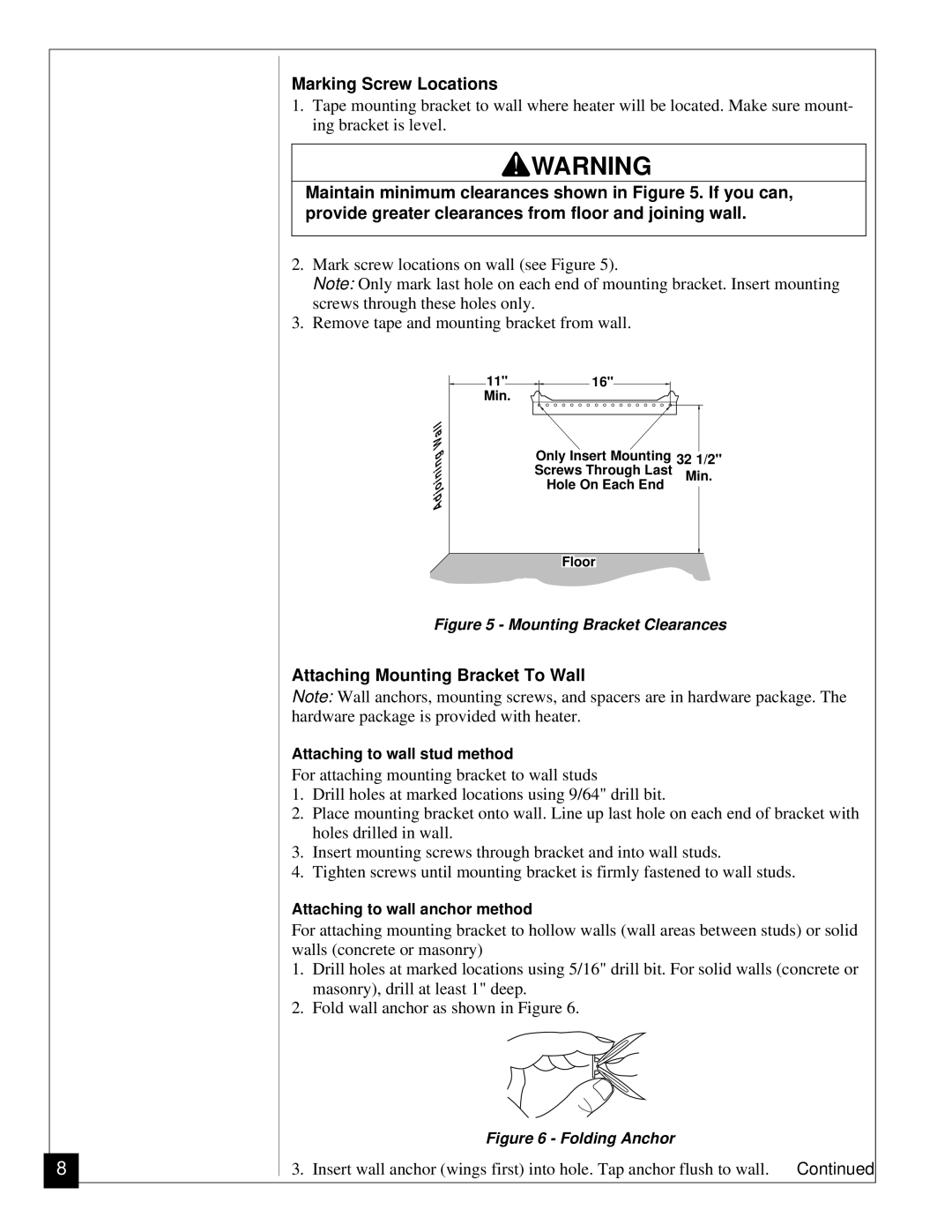 Desa VGP30 installation manual Marking Screw Locations, Attaching Mounting Bracket To Wall 