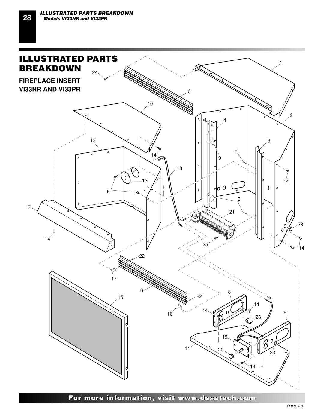 Desa VI33NR VI33PR installation manual Fireplace Insert VI33NR and VI33PR 