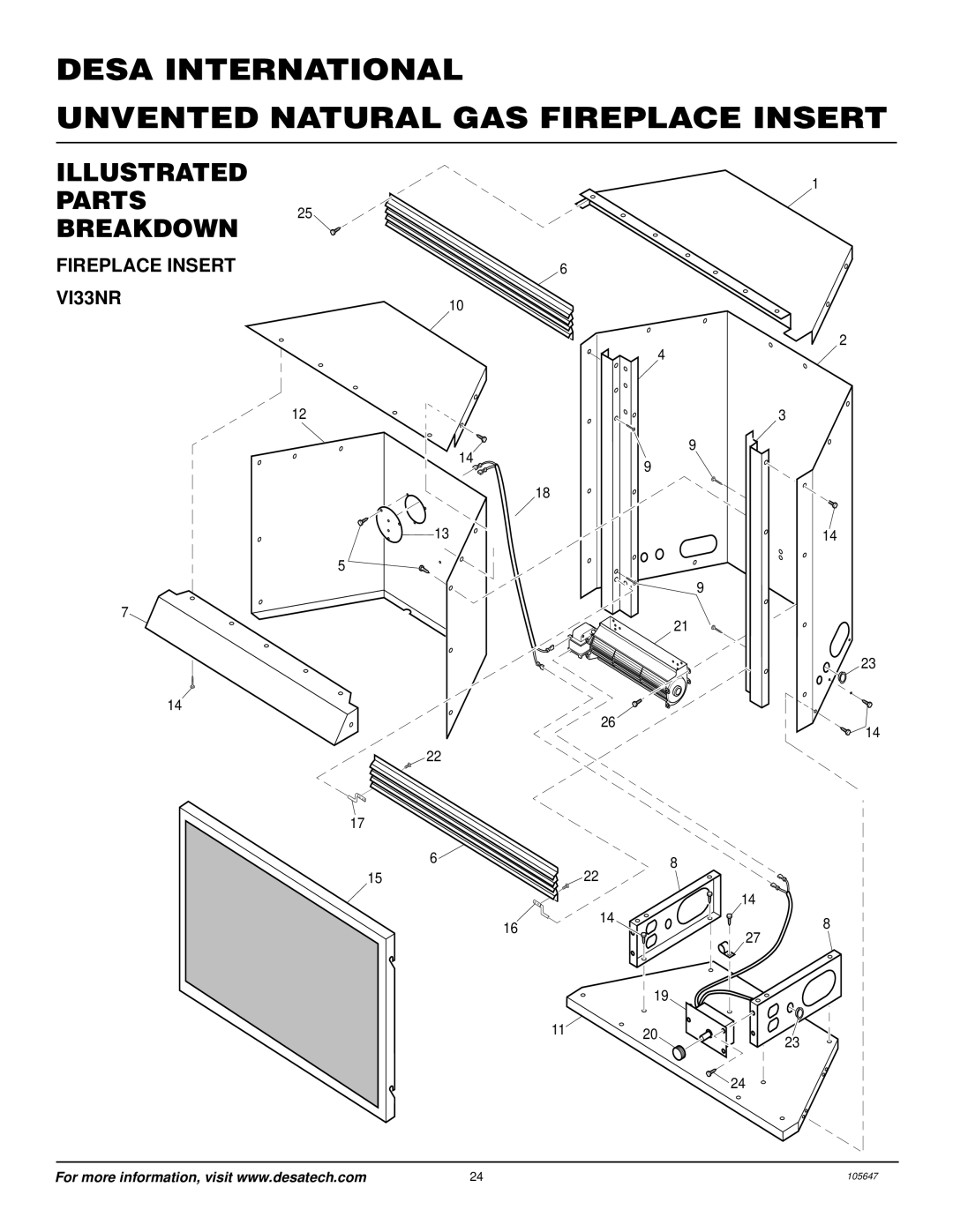 Desa installation manual Fireplace Insert VI33NR 