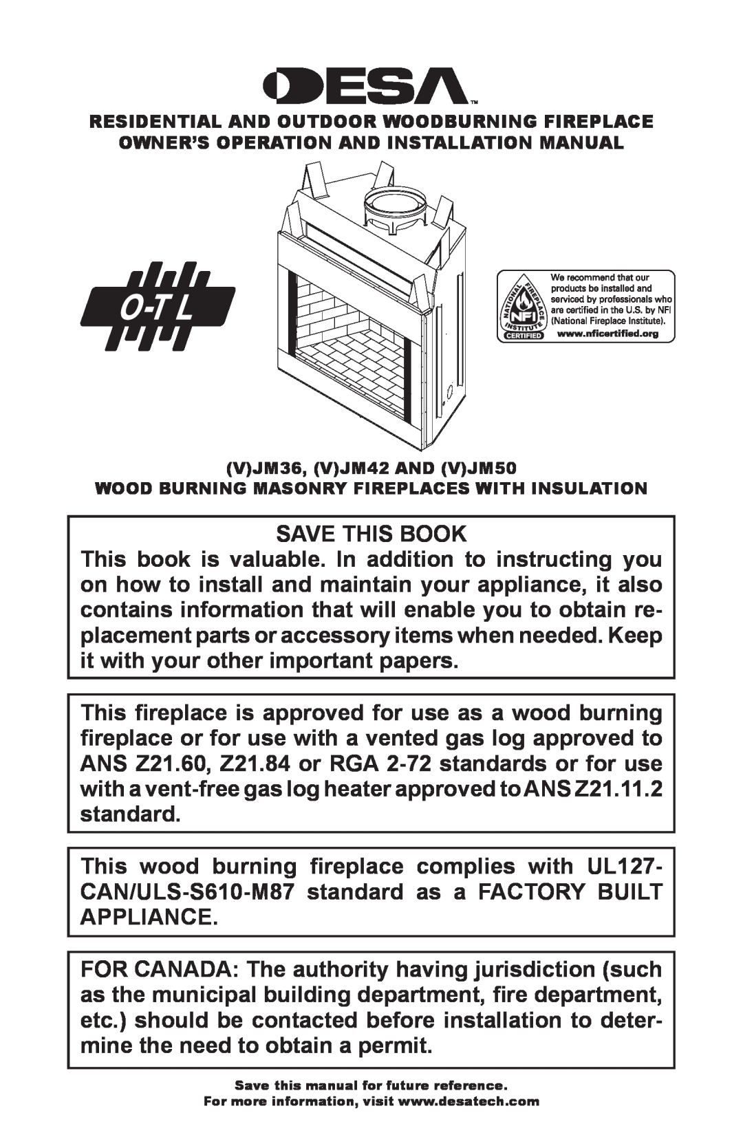 Desa (V)JM42, (V)JM50, (V)JM36 installation manual Save This Book 