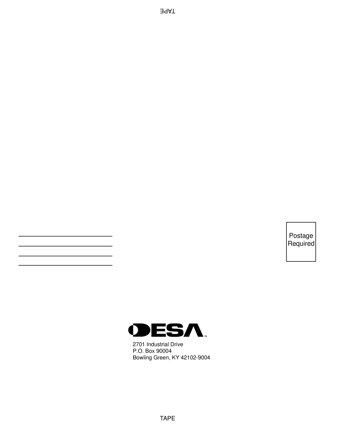 Desa (V)K36EN, (V)K36EP installation manual Postage Required 