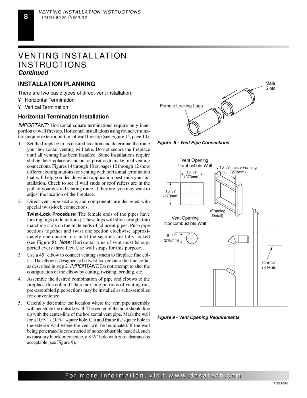 Desa (V)K36N SERIES, (V)K36P SERIES installation manual Installation Planning, Horizontal Termination Installation 