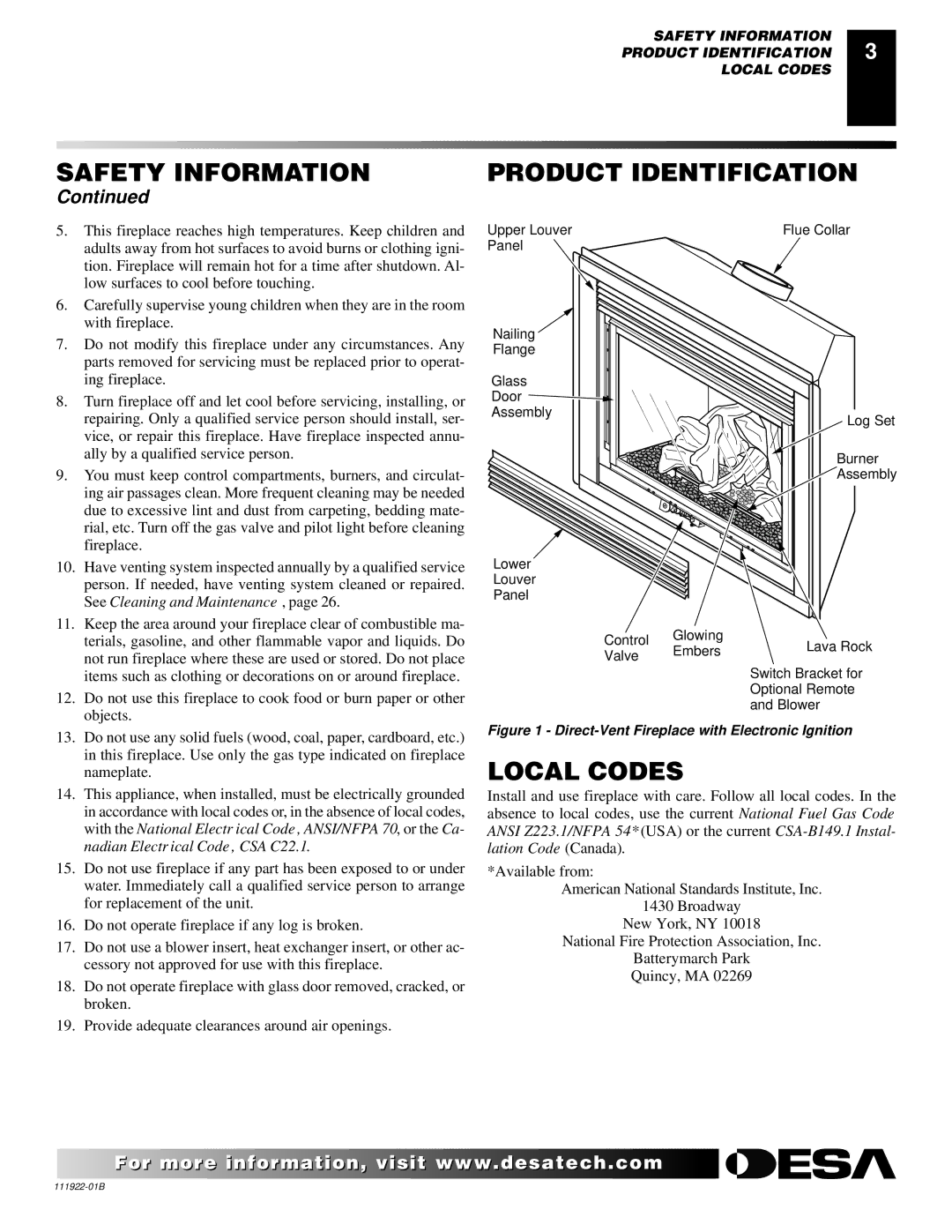 Desa (V)K42EP SERIES, (V)K42EN SERIES installation manual Product Identification, Local Codes 