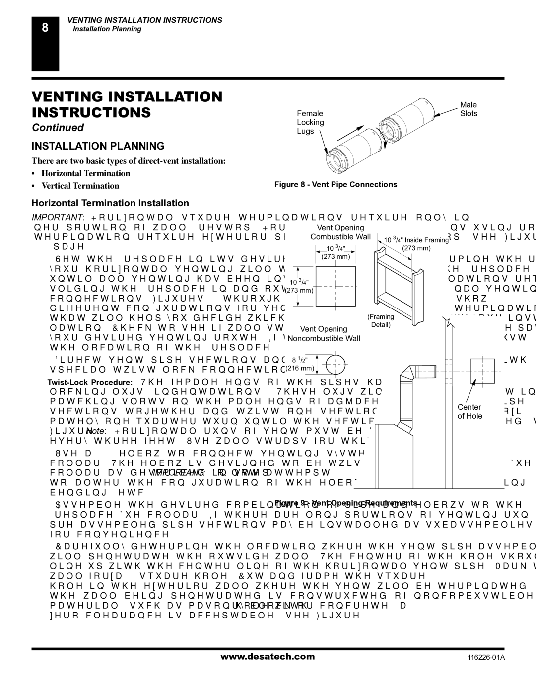 Desa (V)KC36N, (V)KC36P installation manual Installation Planning, Horizontal Termination Installation 