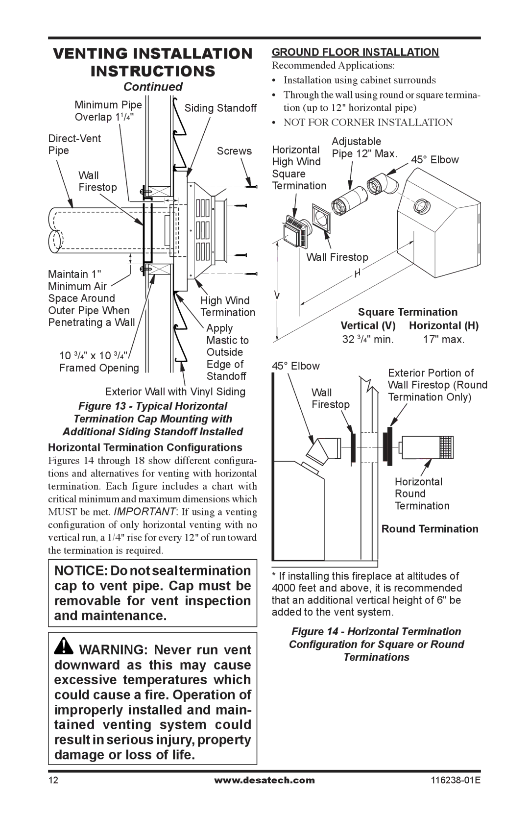 Desa (V)KC36PE SERIES, (V)KC36NE SERIES, (V)KC36NE Series, (V)KC36PE Series Square Termination, Round Termination 