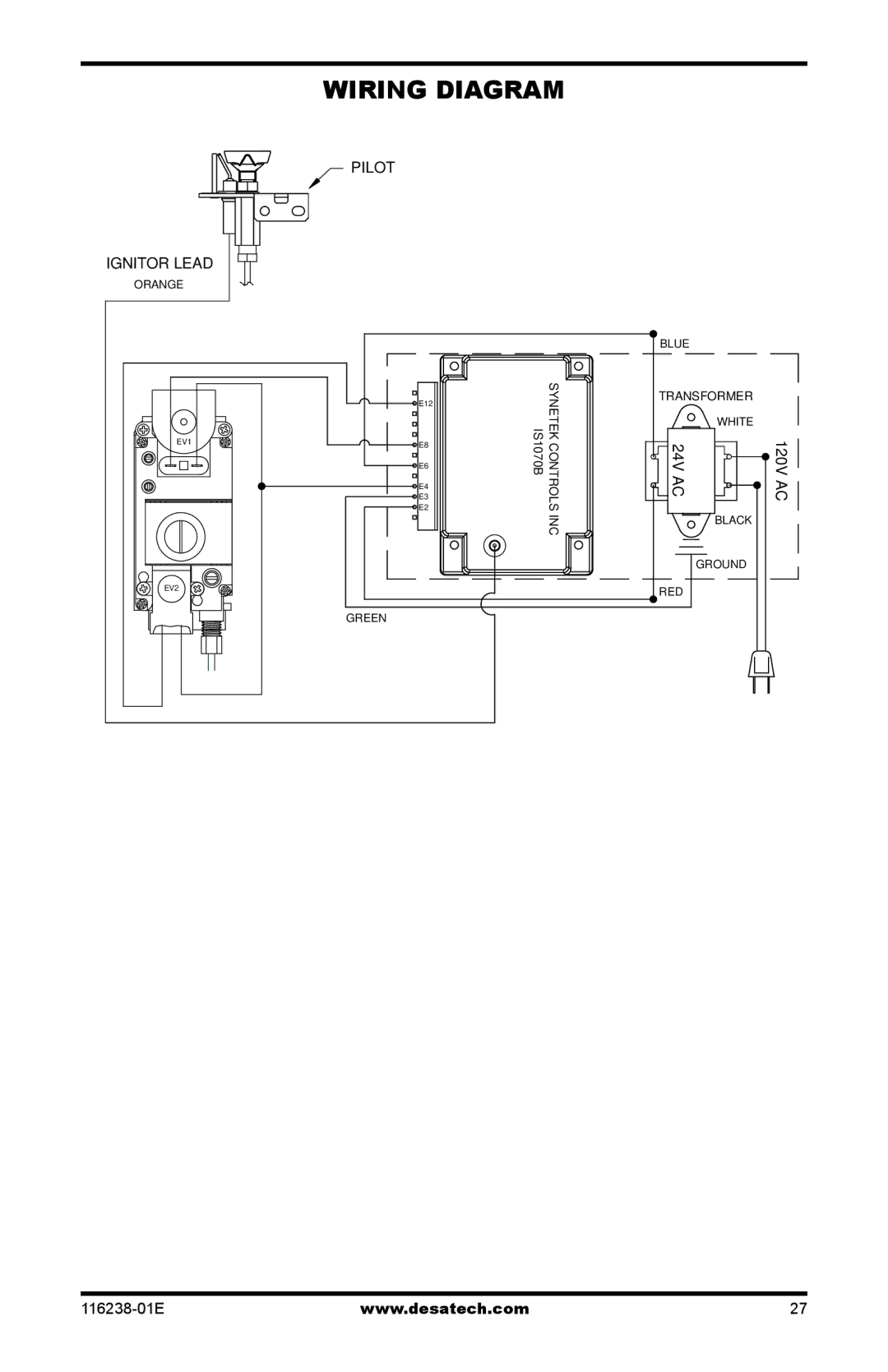 Desa (V)KC36NE Series, (V)KC36PE Series, (V)KC36PE SERIES, (V)KC36NE SERIES installation manual Wiring Diagram, Pilot 