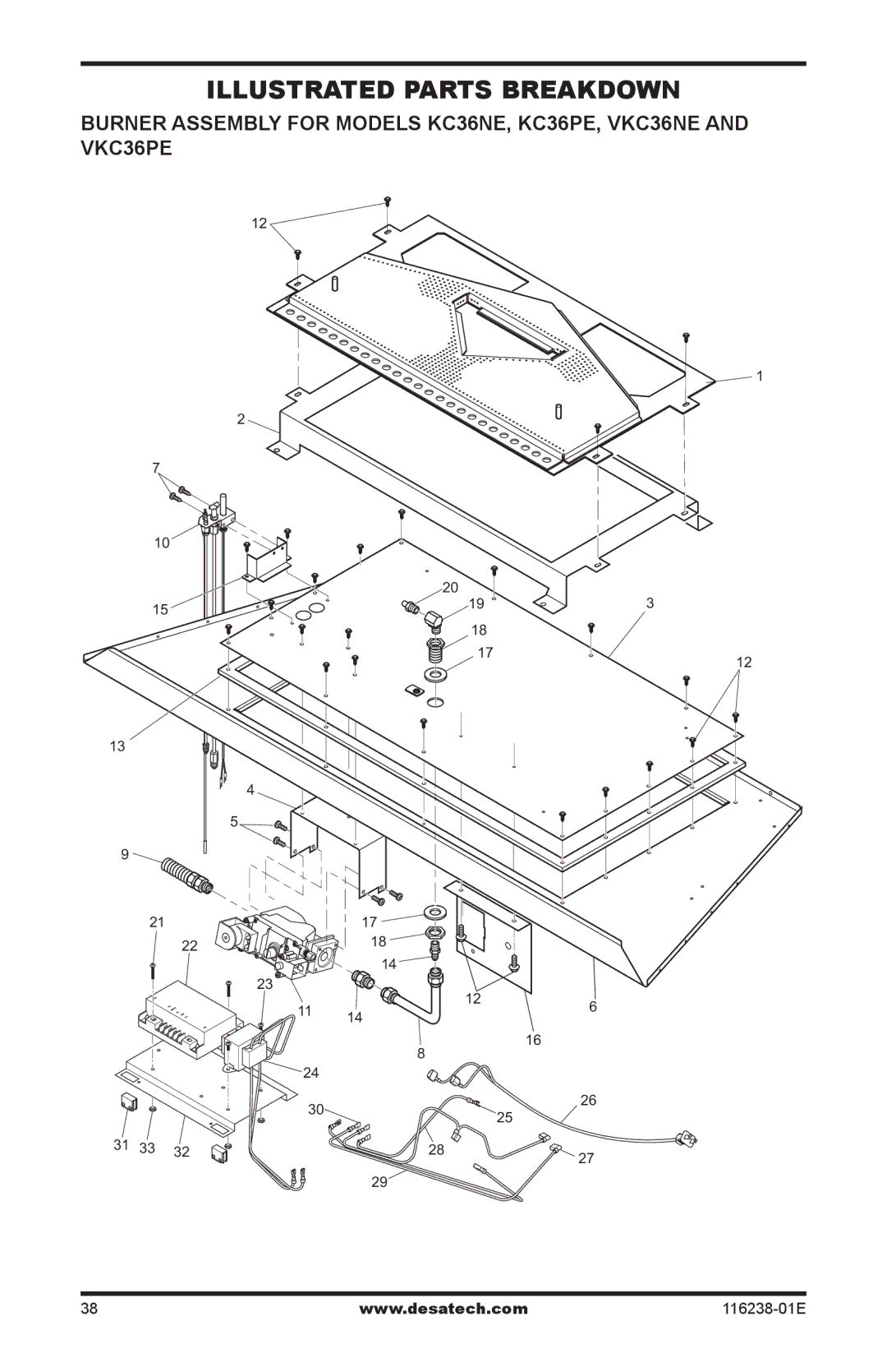 Desa (V)KC36PE SERIES, (V)KC36NE SERIES, (V)KC36NE Series, (V)KC36PE Series installation manual 19 18 31 33 116238-01E 