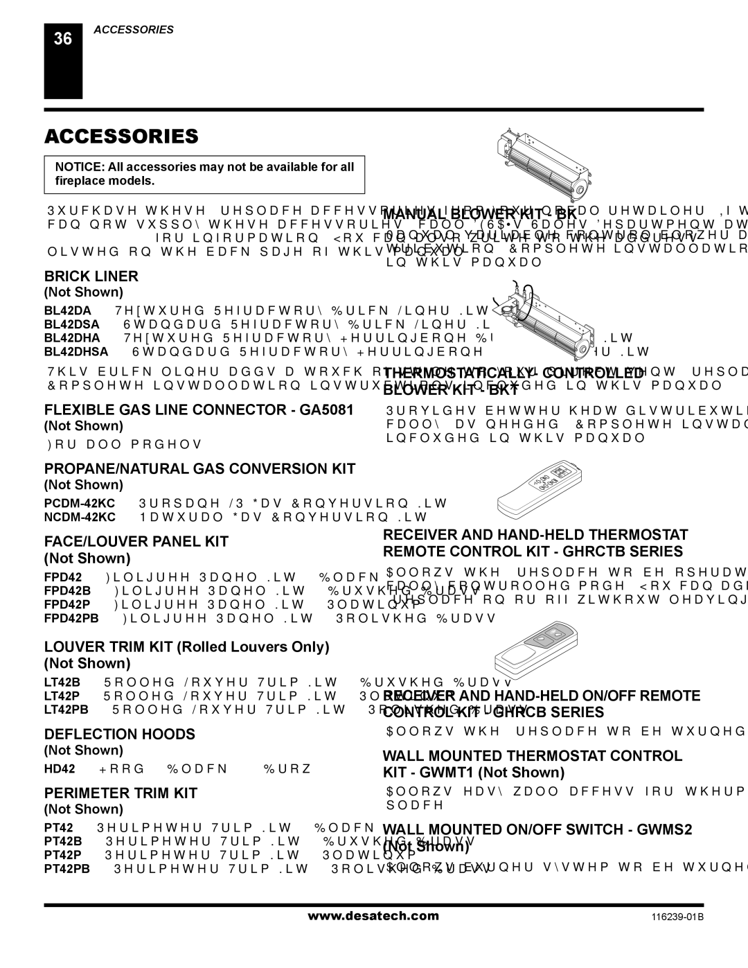 Desa (V)KC42P SERIES, (V)KC42N Series installation manual Accessories 