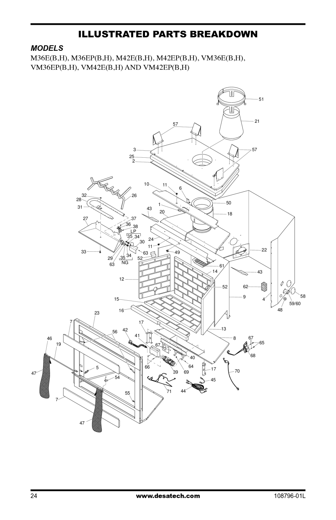 Desa Vm42eP installation manual Illustrated Parts Breakdown 