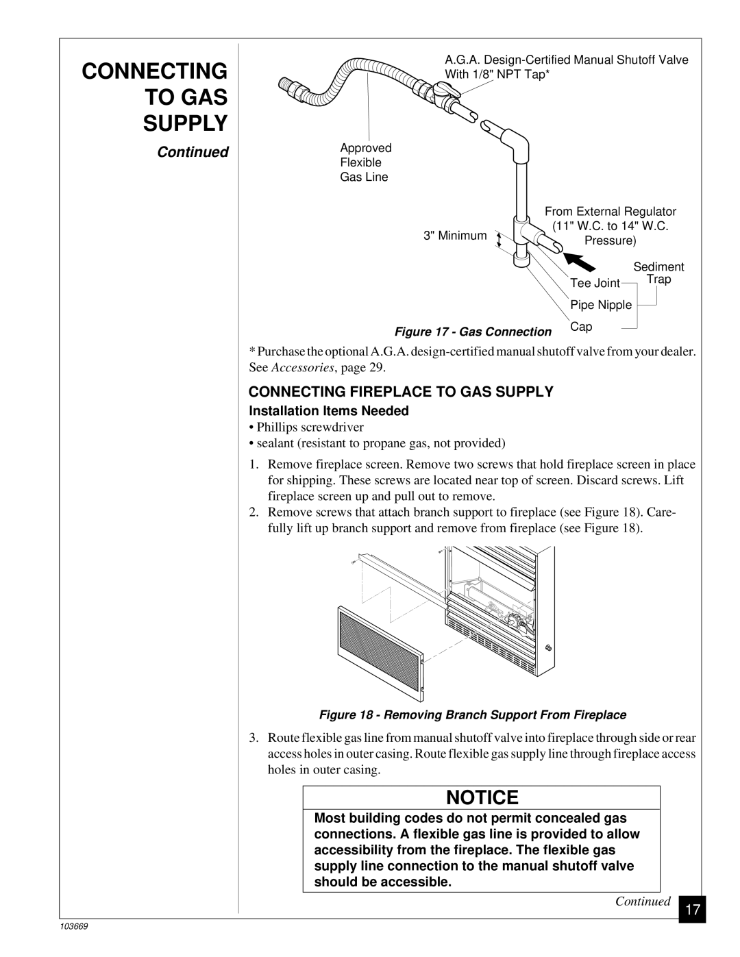 Desa VMH10TP installation manual Connecting Fireplace to GAS Supply, Installation Items Needed 