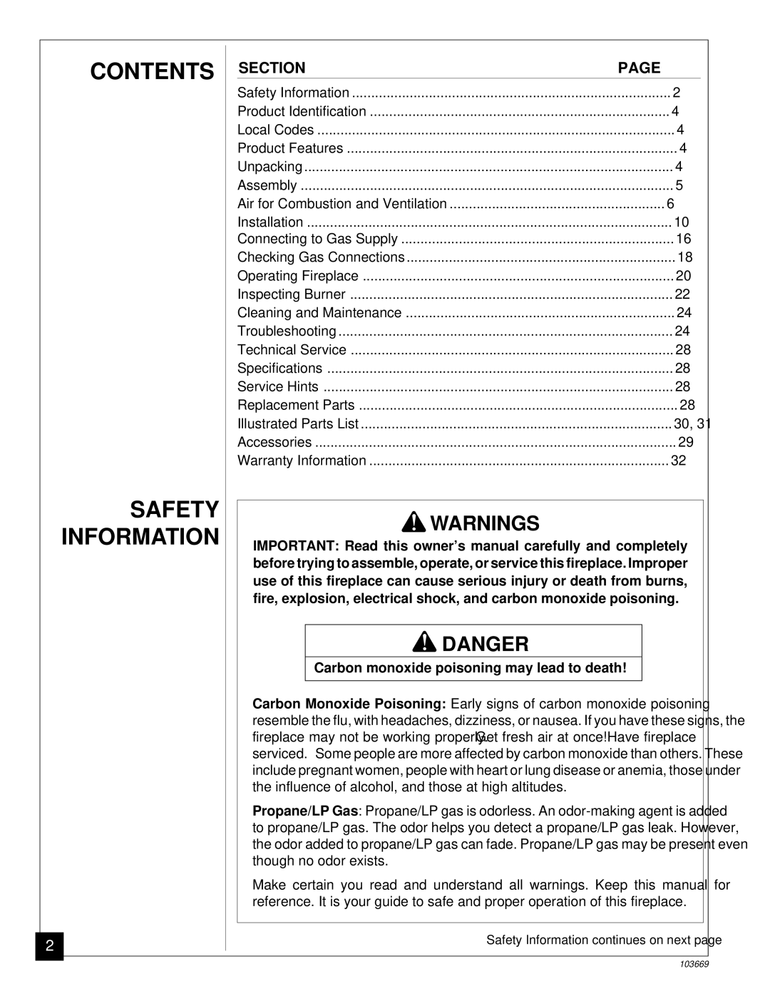 Desa VMH10TP installation manual Contents Safety Information 