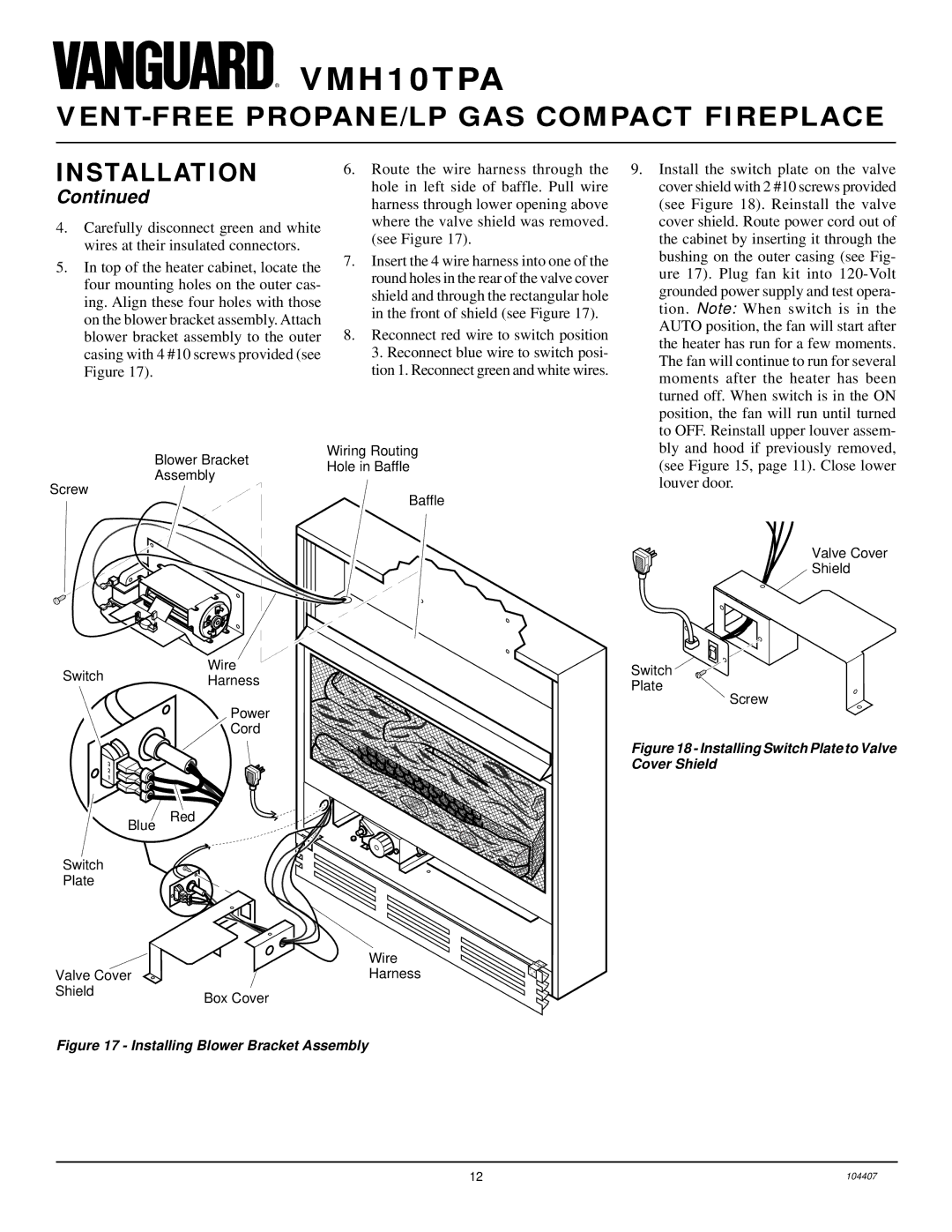 Desa VMH10TPA installation manual Install the switch plate on the valve 