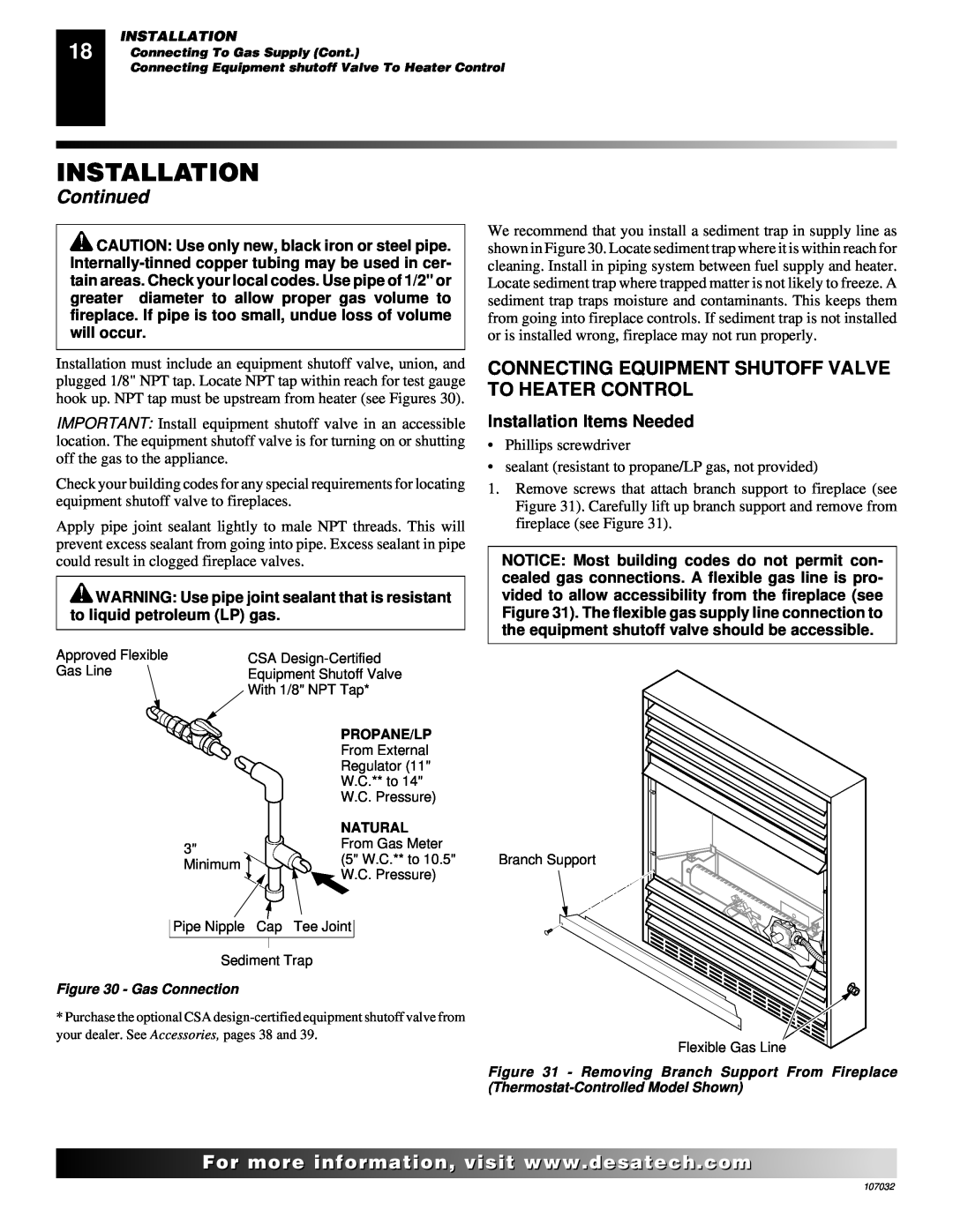 Desa VMH10TPB installation manual Installation Items Needed, Continued 