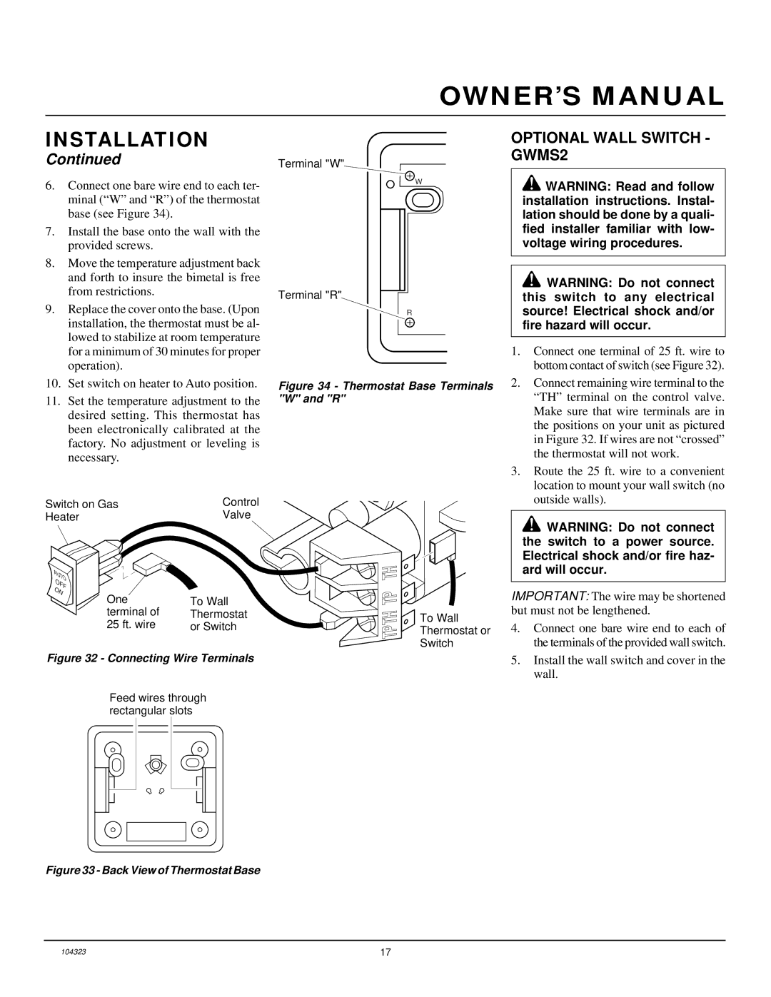 Desa VMH26PR installation manual Optional Wall Switch GWMS2, Route the 25 ft. wire to a convenient 