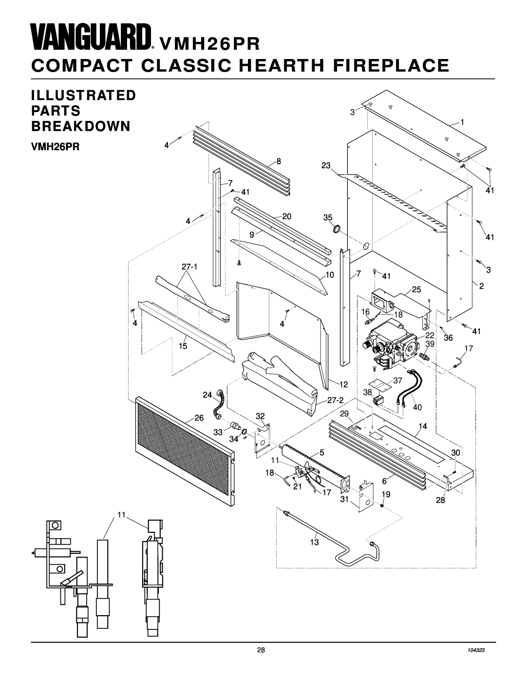 Desa installation manual Illustrated Parts Breakdown, VMH26PR4, VMH26PR COMPACT CLASSIC HEARTH FIREPLACE 