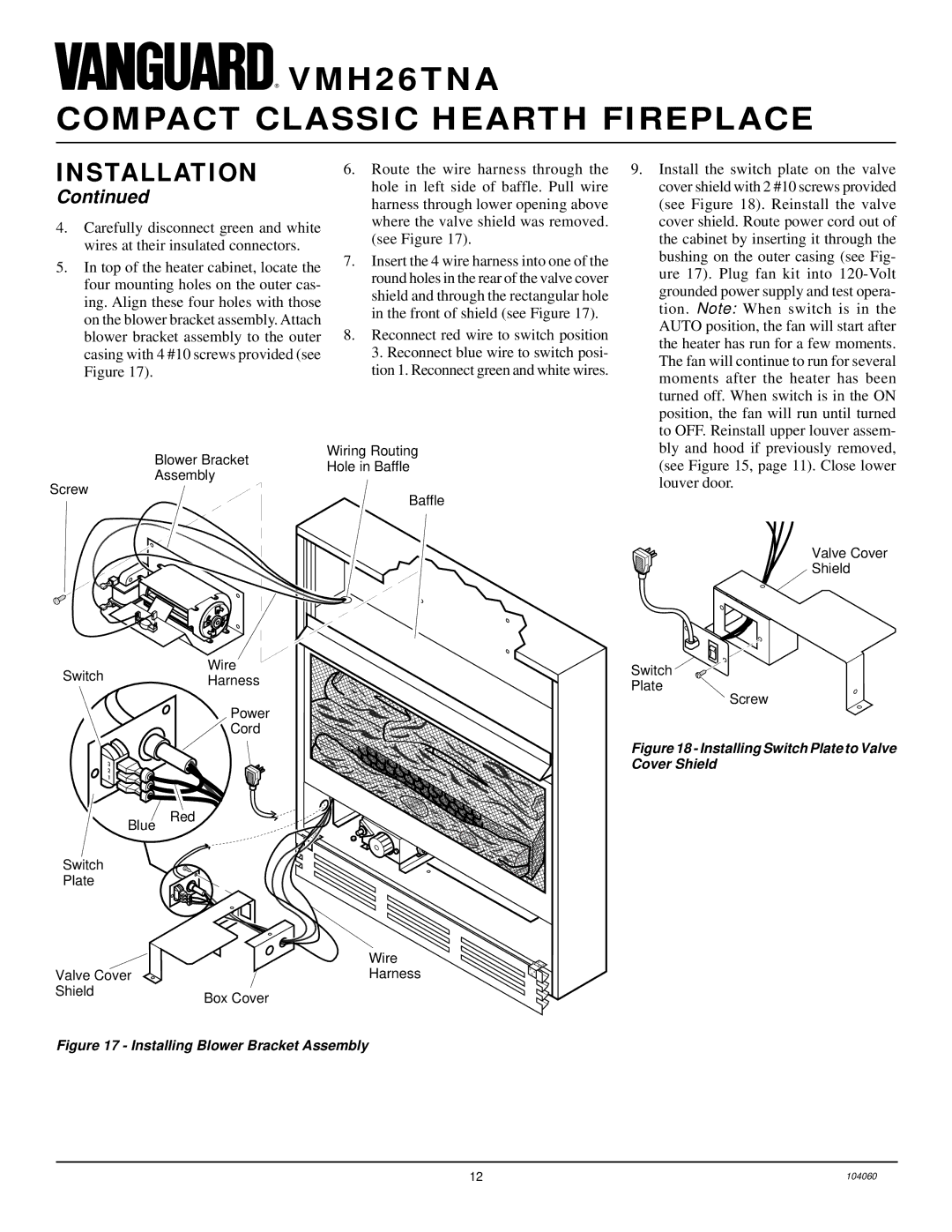 Desa VMH26TNA installation manual Install the switch plate on the valve 