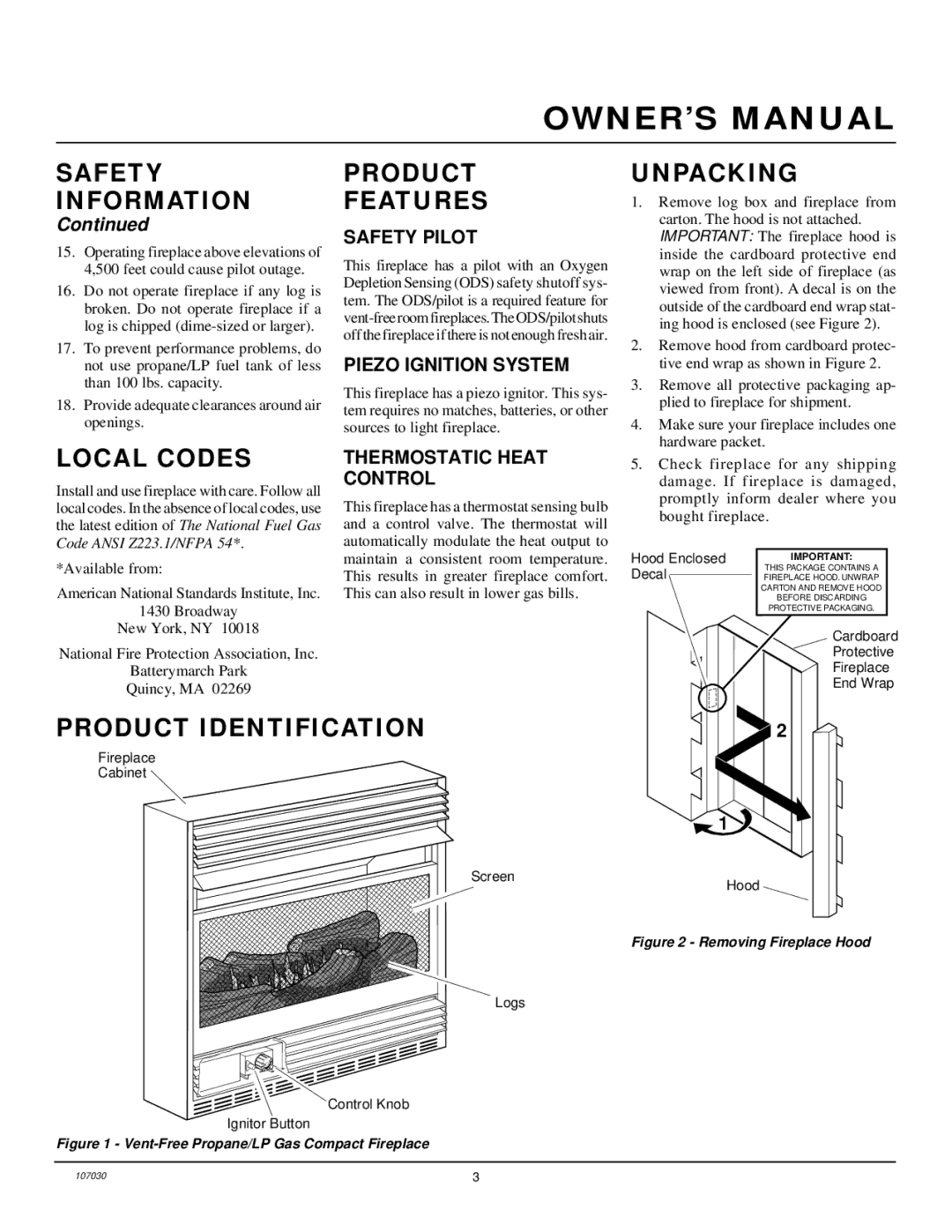 Desa VMH26TPB 14 installation manual Product Features, Unpacking, Local Codes, Product Identification 