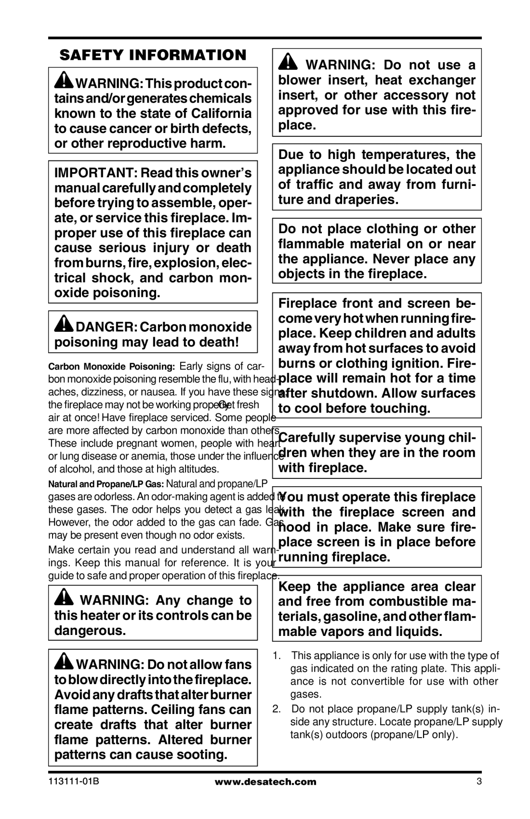 Desa VMH26TNC, VMH26TPC installation manual Safety Information 