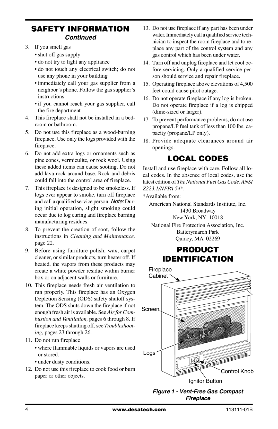 Desa VMH26TPC, VMH26TNC installation manual Local Codes, Product Identification 