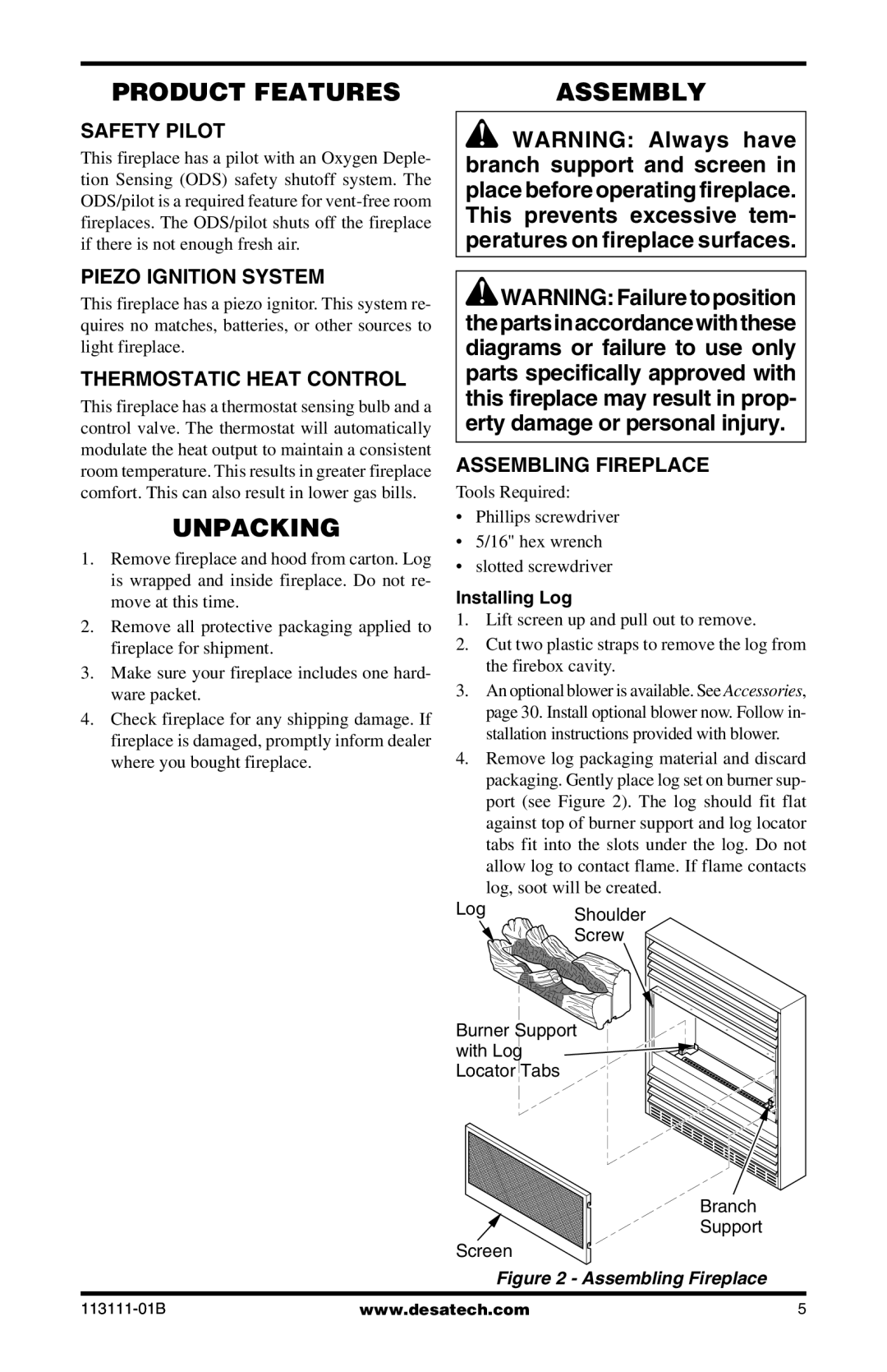 Desa VMH26TNC, VMH26TPC installation manual Product Features, Unpacking, Assembly 