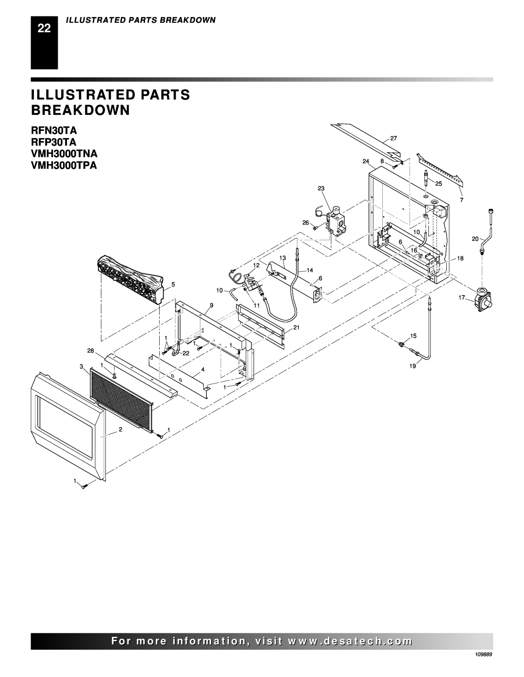 Desa installation manual Illustrated Parts Breakdown, RFN30TA RFP30TA VMH3000TNA VMH3000TPA 