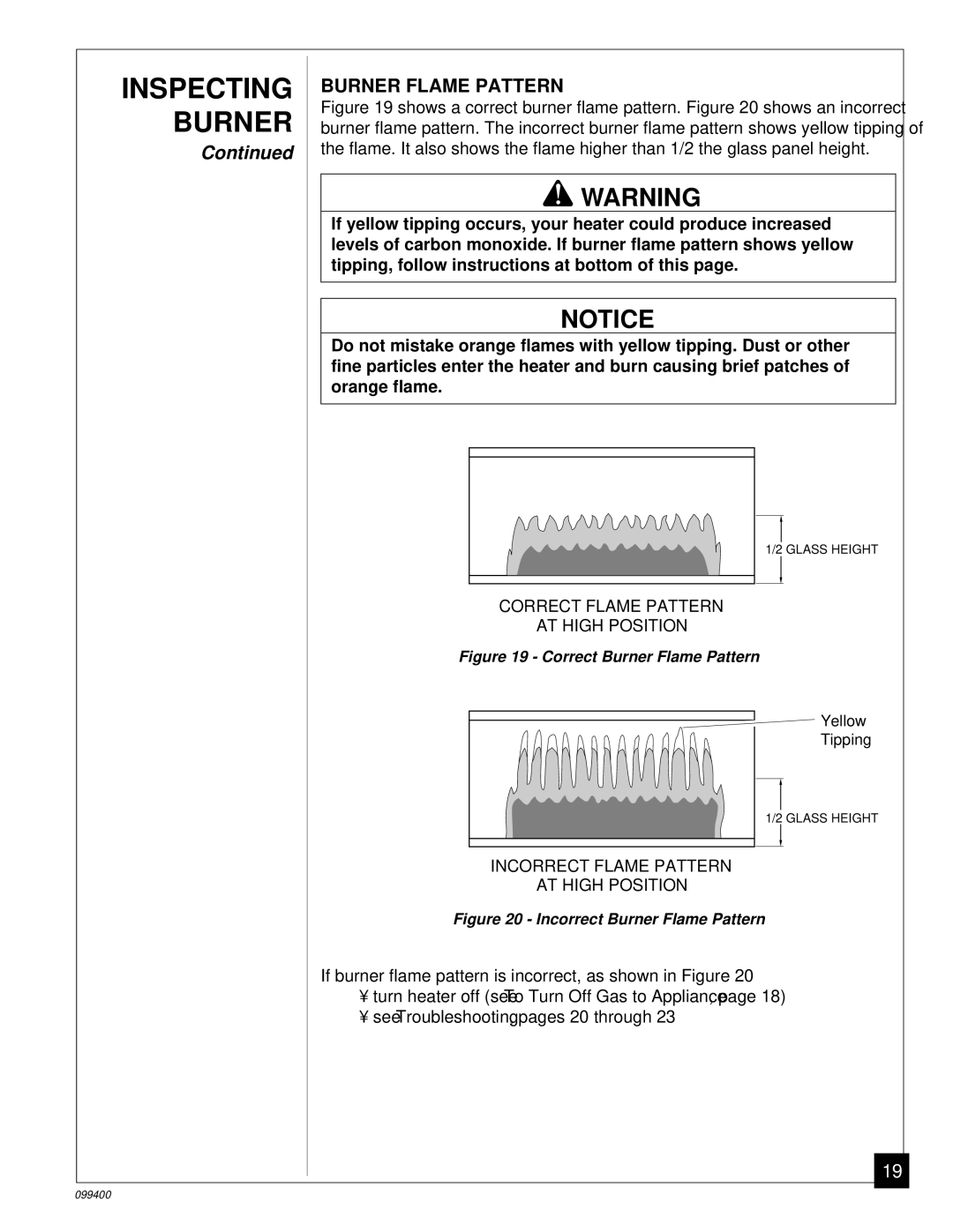 Desa VN1000B installation manual Correct Burner Flame Pattern 