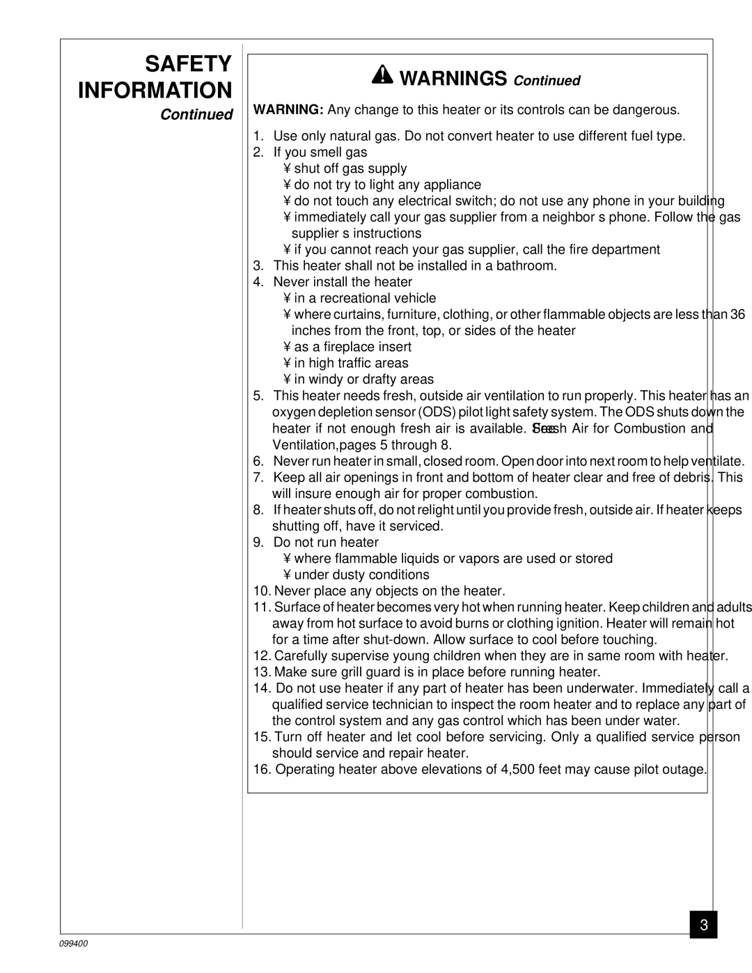 Desa VN1000B installation manual Safety Information 