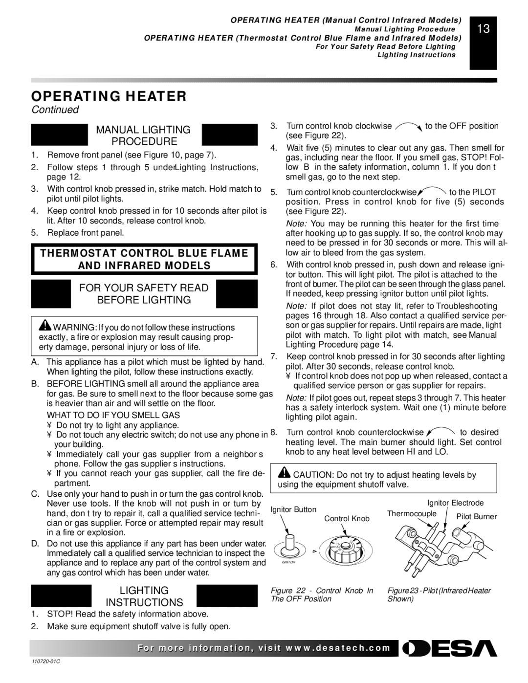 Desa VN10A installation manual OFF Position Shown 